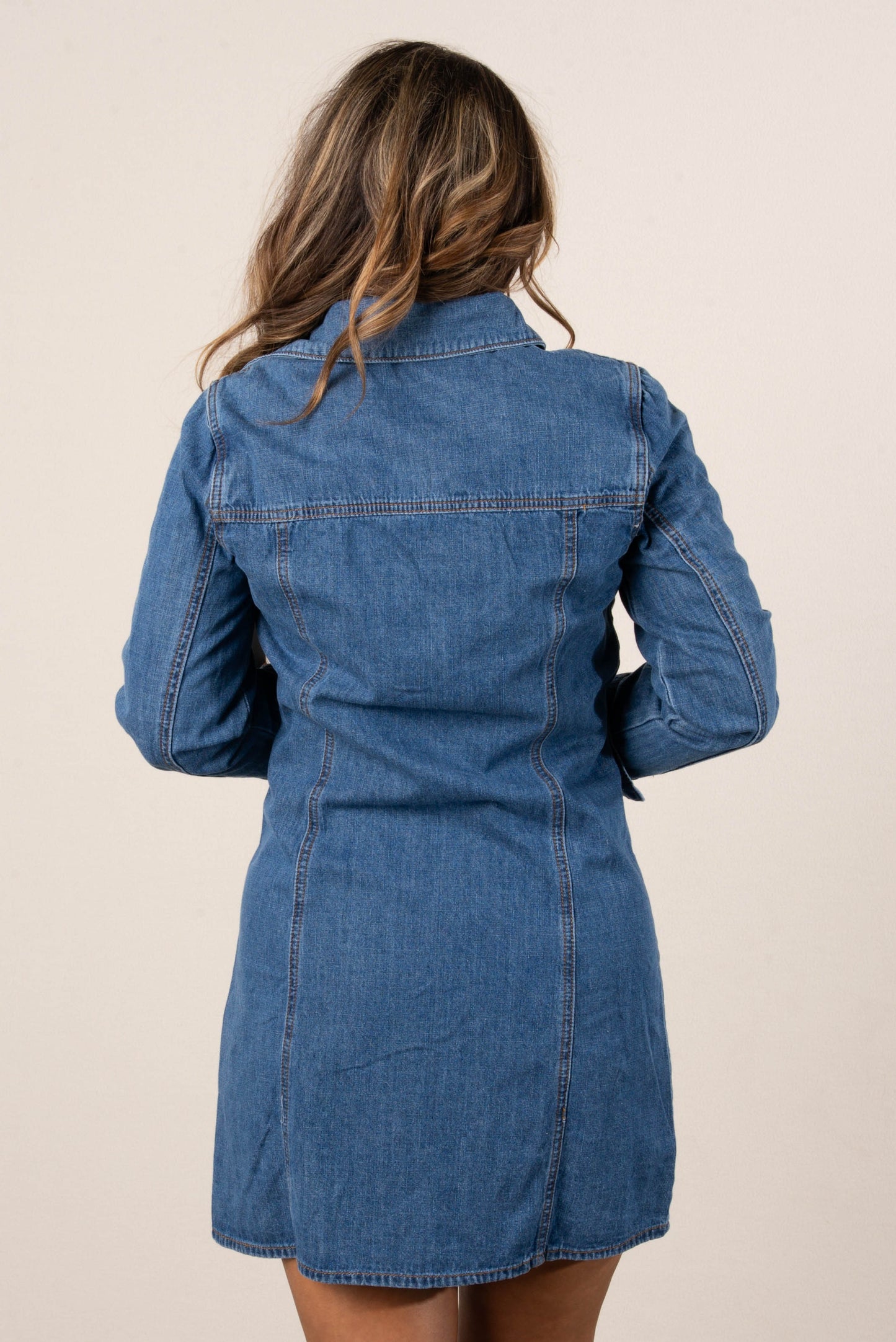 Snap Front Denim Shirt Dress