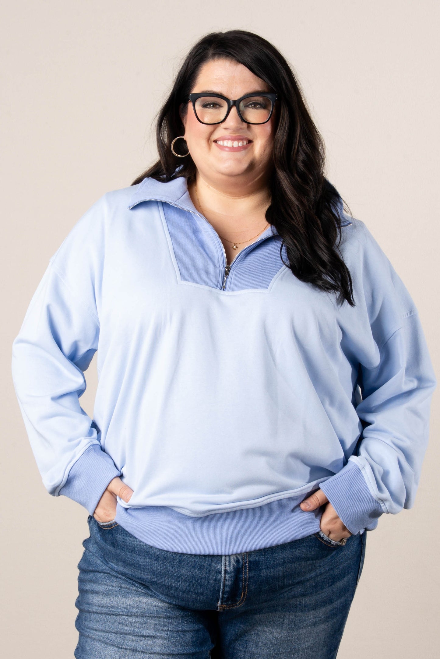 Color Block Half Zip Pullover