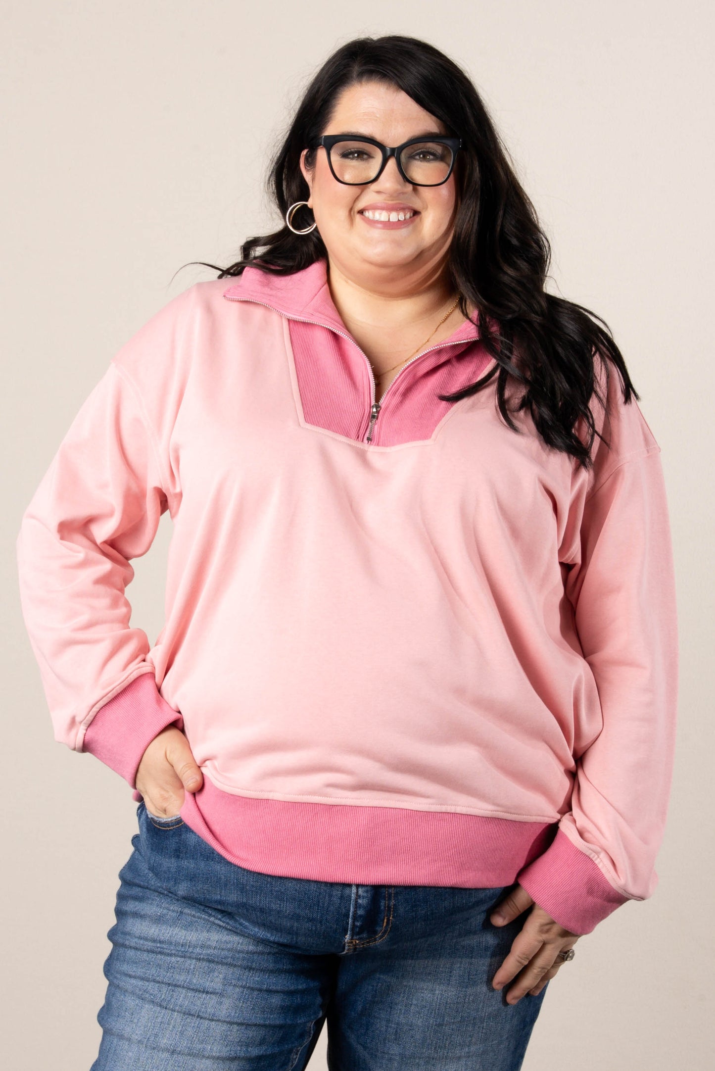 Color Block Half Zip Pullover