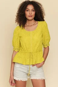 Eyelet Drawstring Blouse *Final Sale*