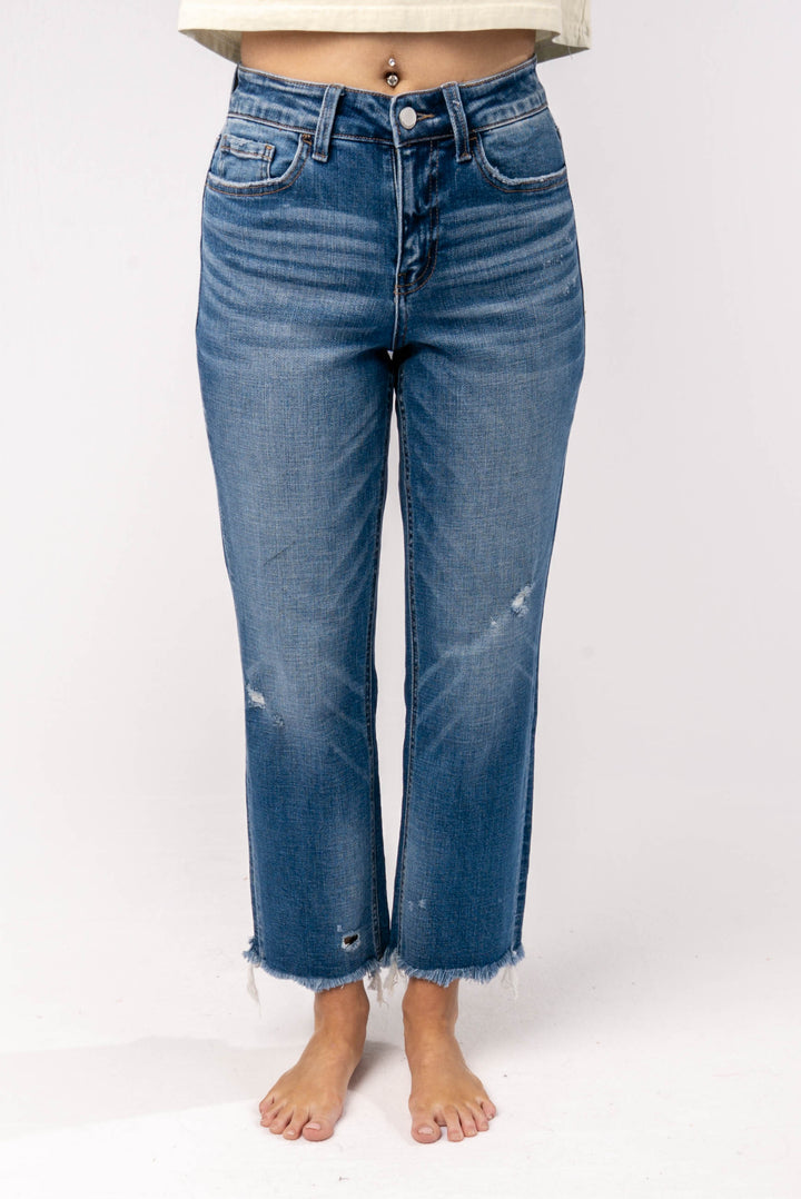 Flying Monkey High Rise Crop Straight Leg Jeans {Restock}