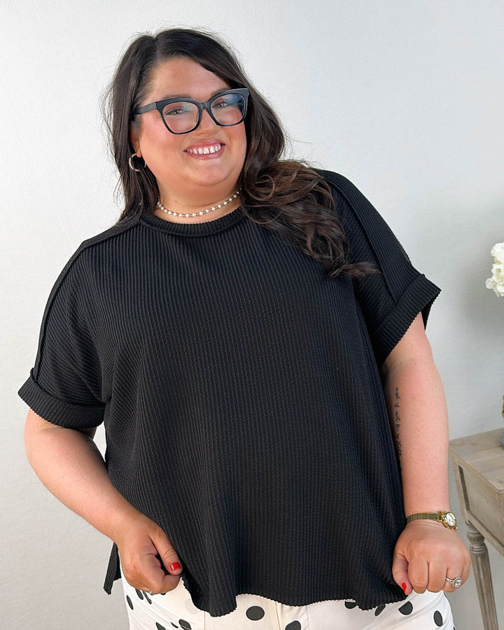 Corded Rib Exposed Seam Top