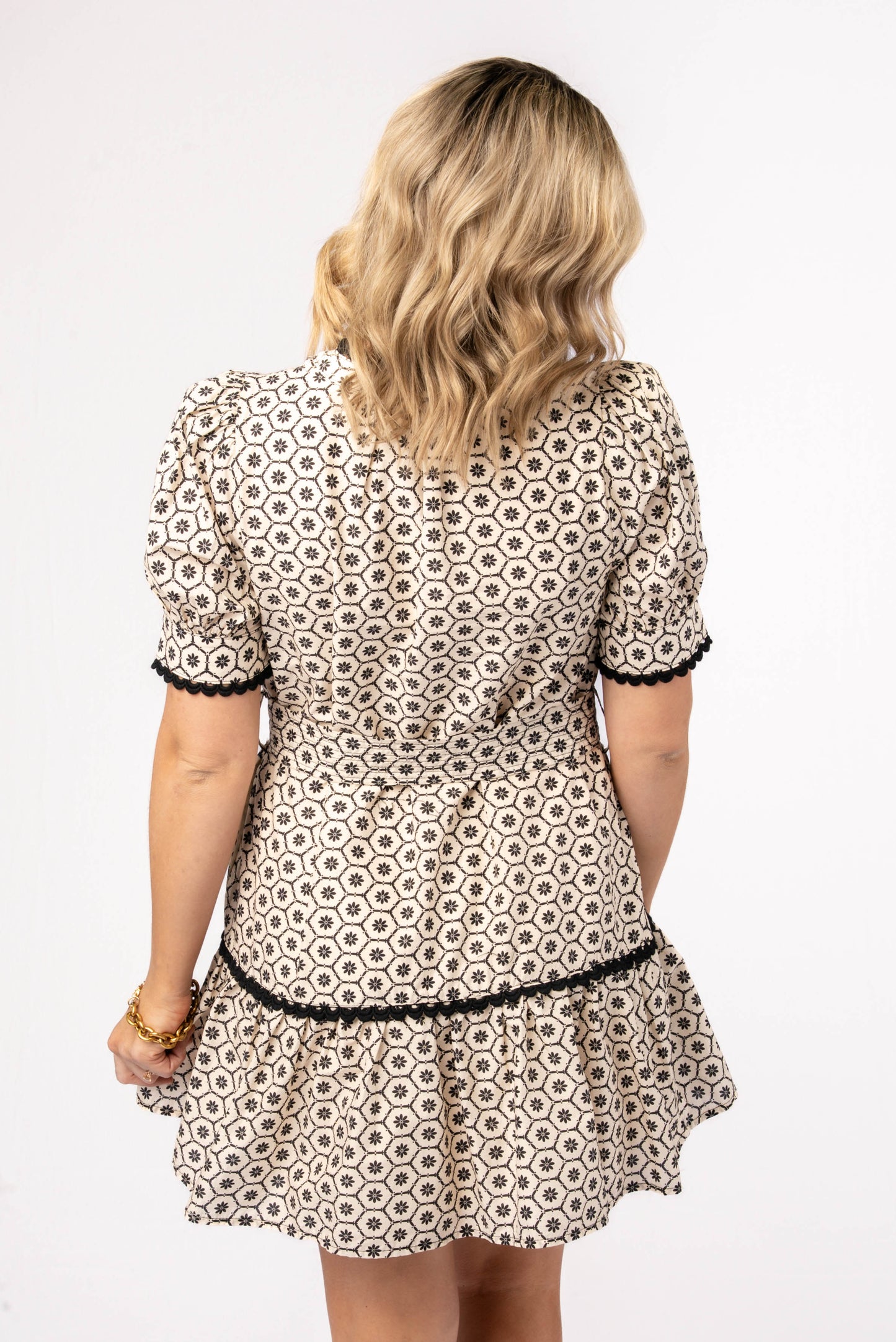 Floral Geo Scallop Trim Dress *Final Sale*