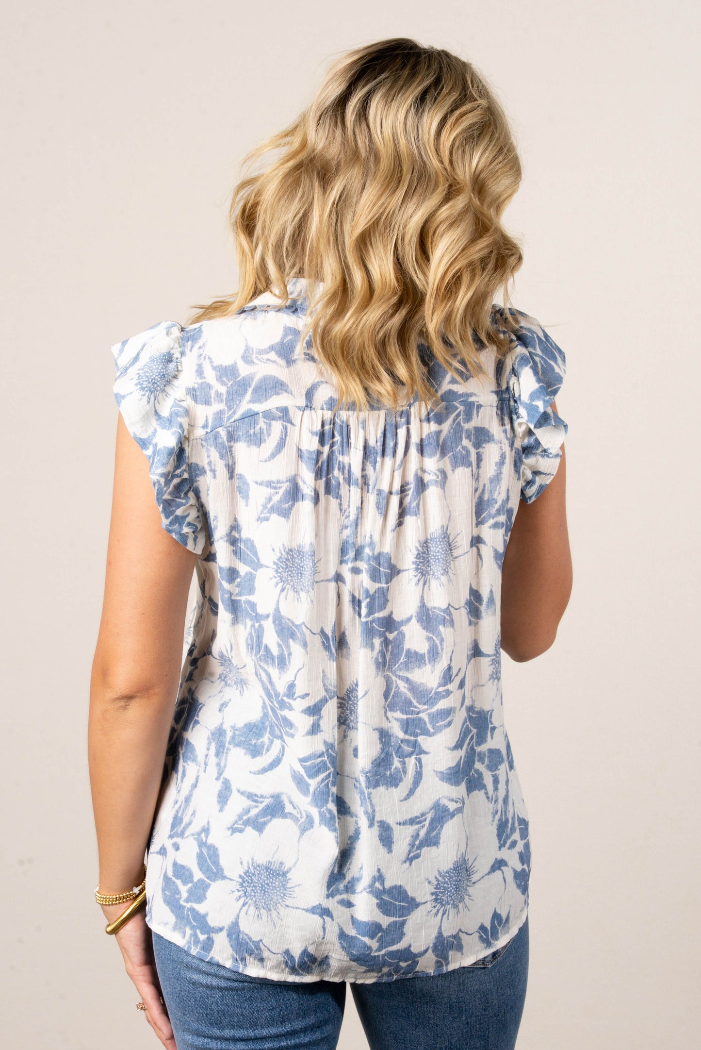 Floral Ruffle Sleeve Babydoll Top