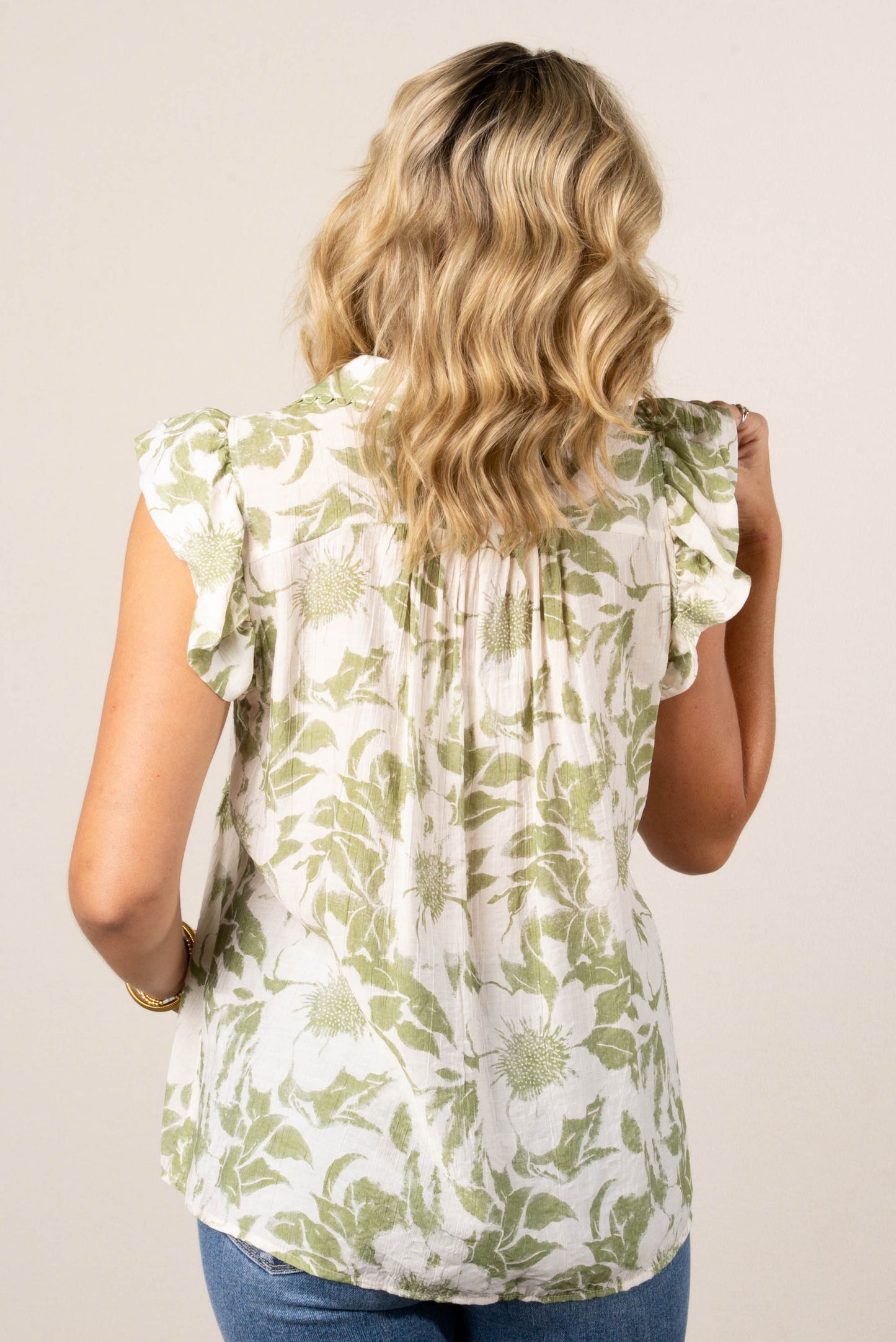 Floral Ruffle Sleeve Babydoll Top