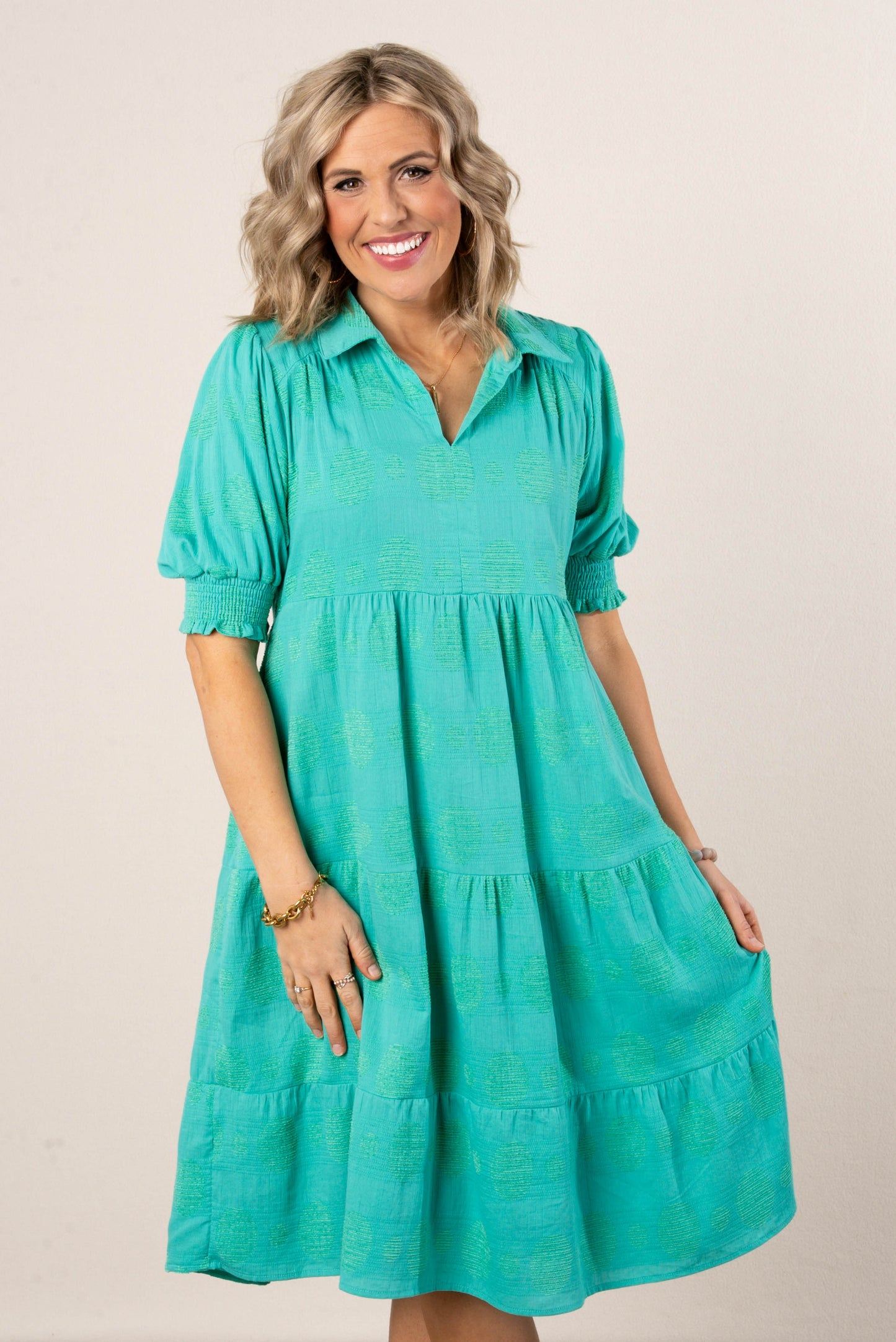 Swiss Dot Tiered Midi Dress