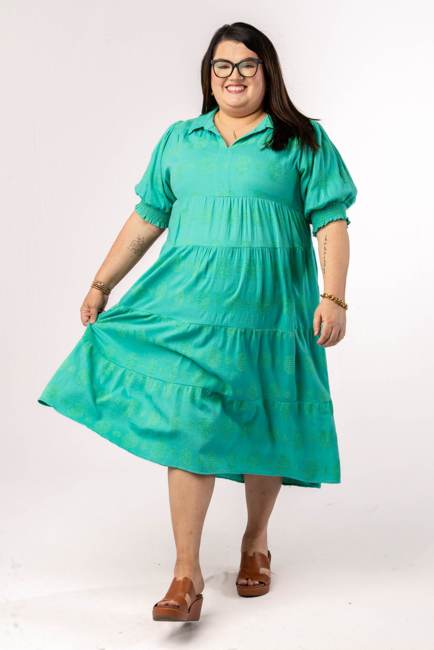 Swiss Dot Tiered Midi Dress