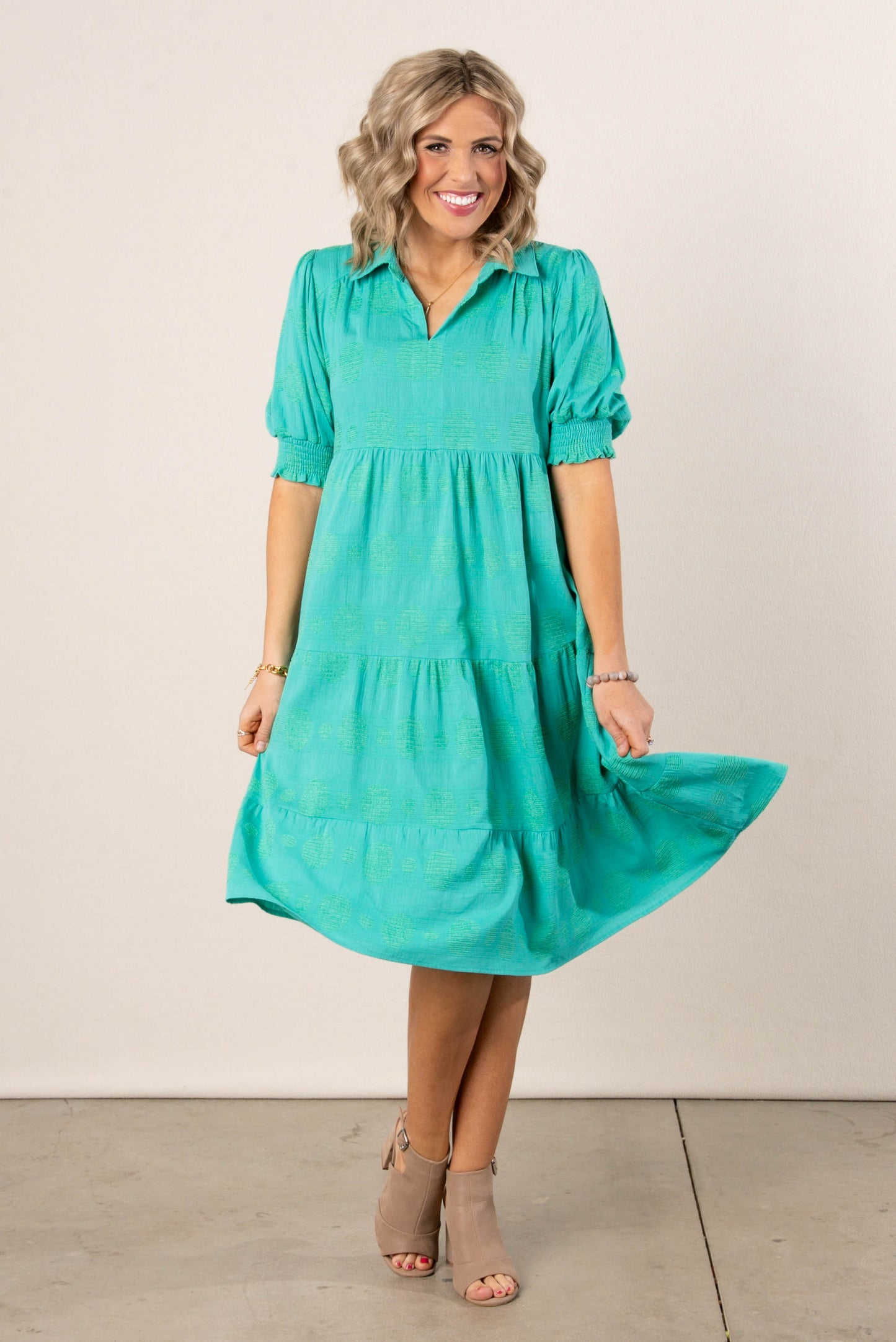 Swiss Dot Tiered Midi Dress