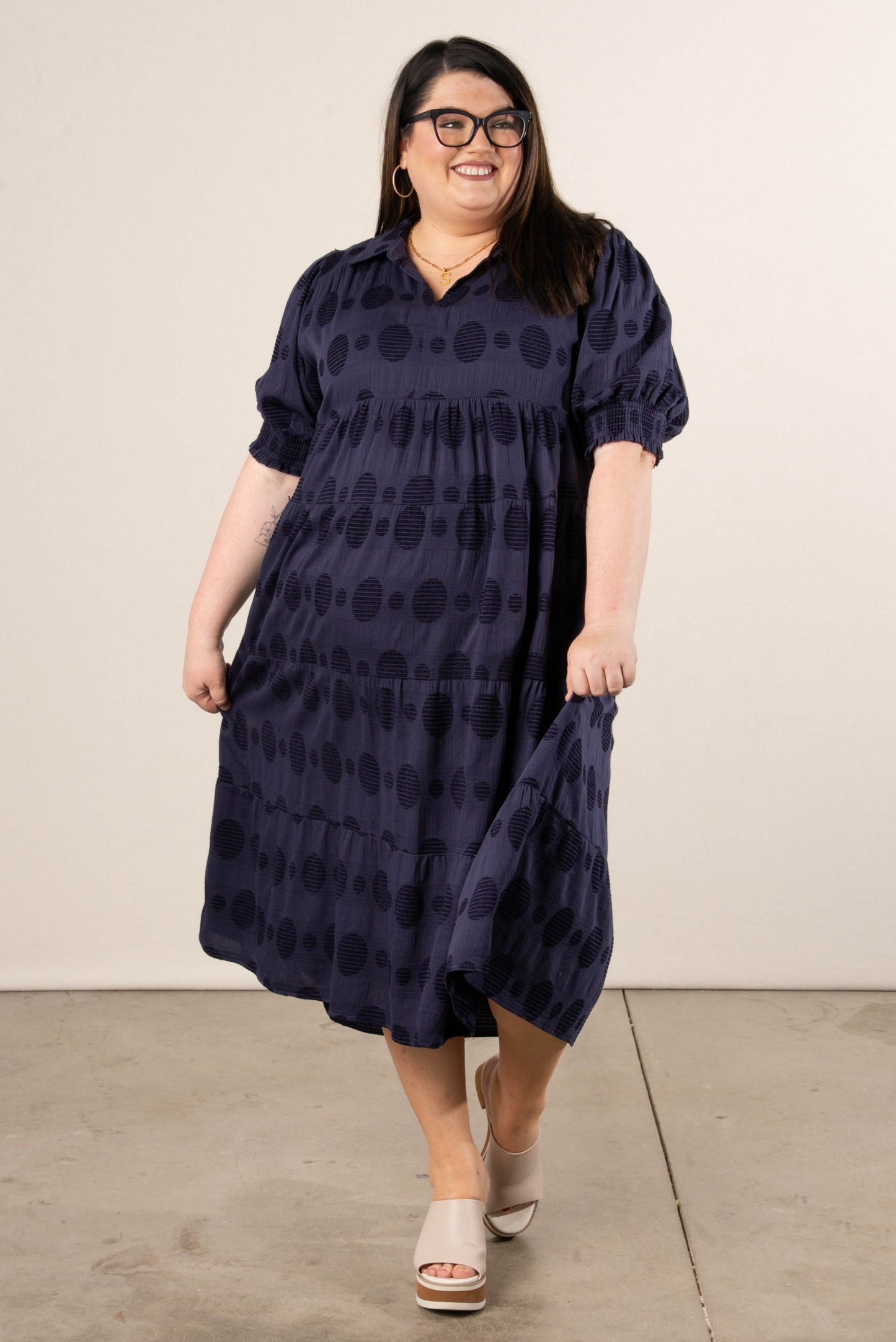 Swiss Dot Tiered Midi Dress