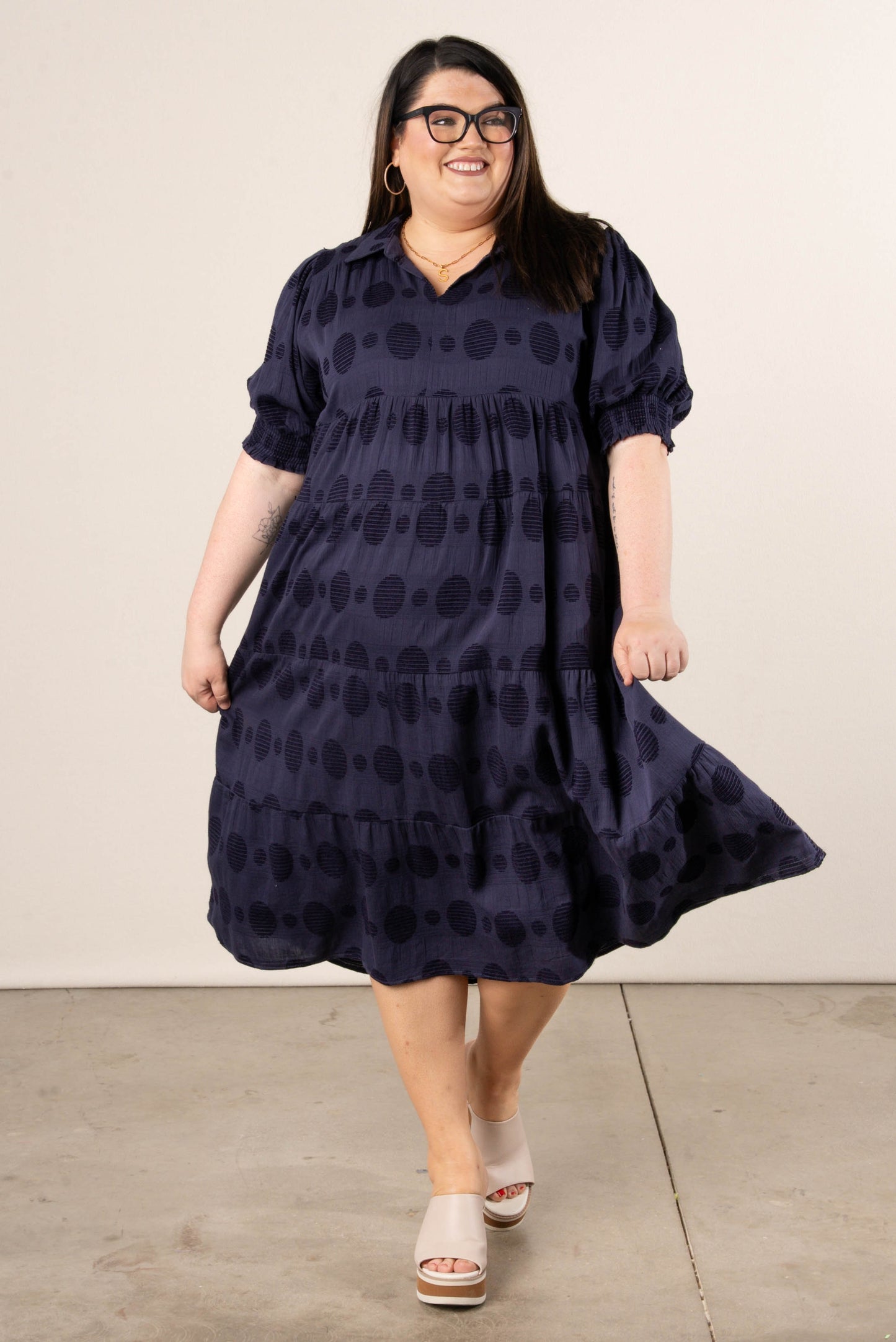 Swiss Dot Tiered Midi Dress