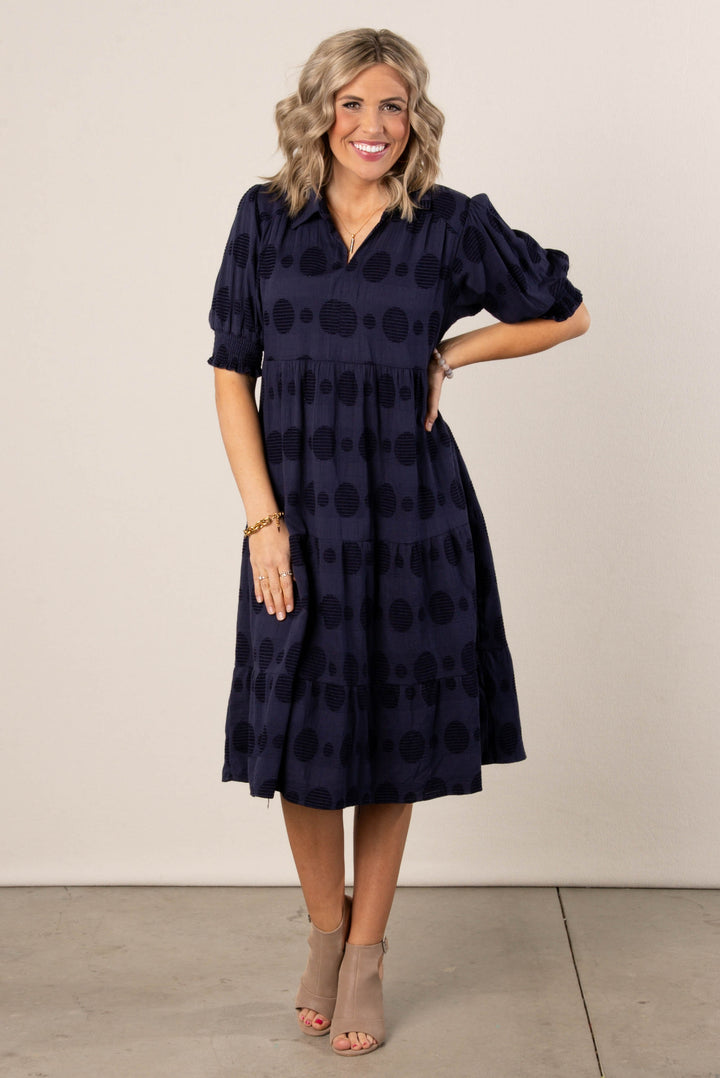 Swiss Dot Tiered Midi Dress