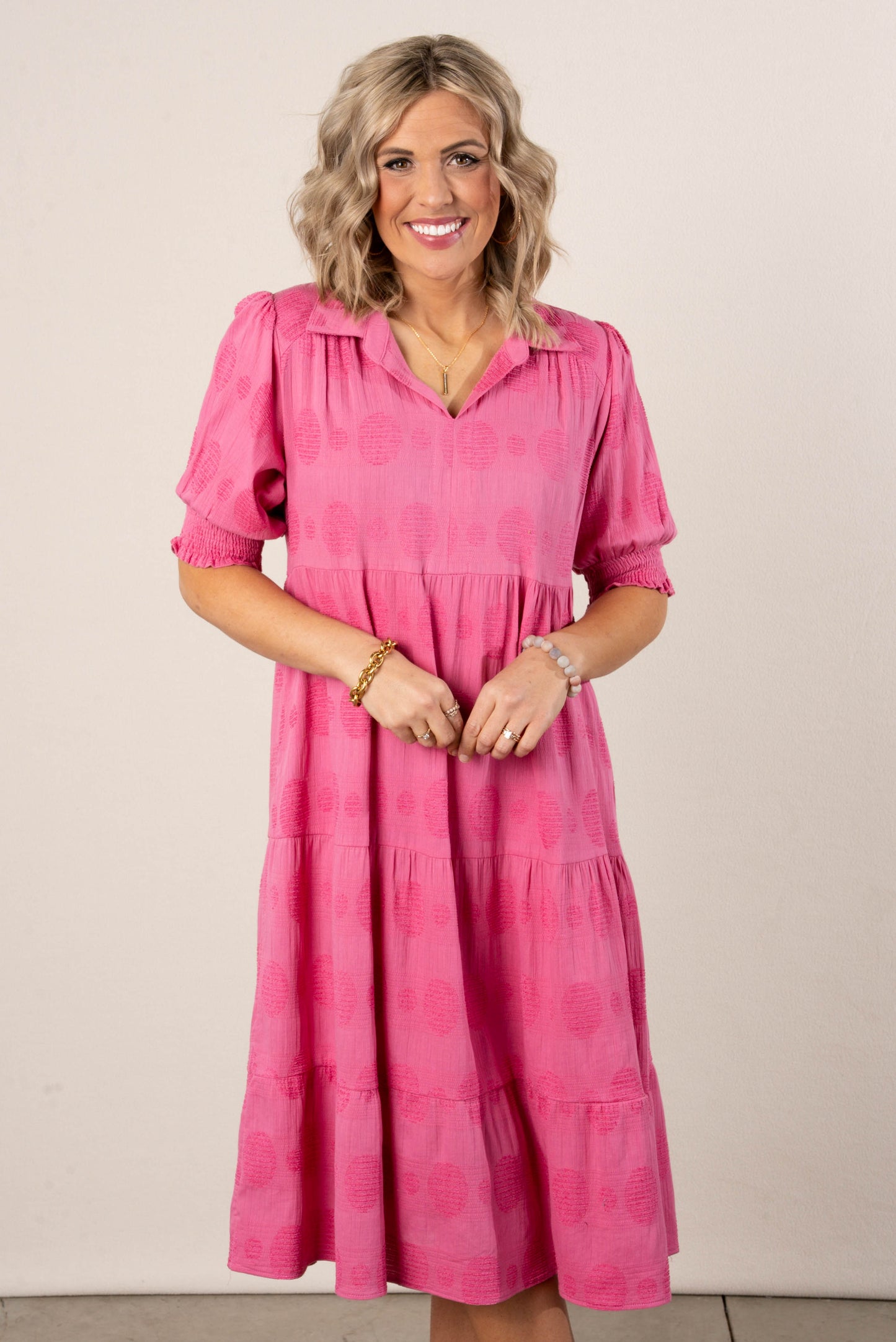 Swiss Dot Tiered Midi Dress