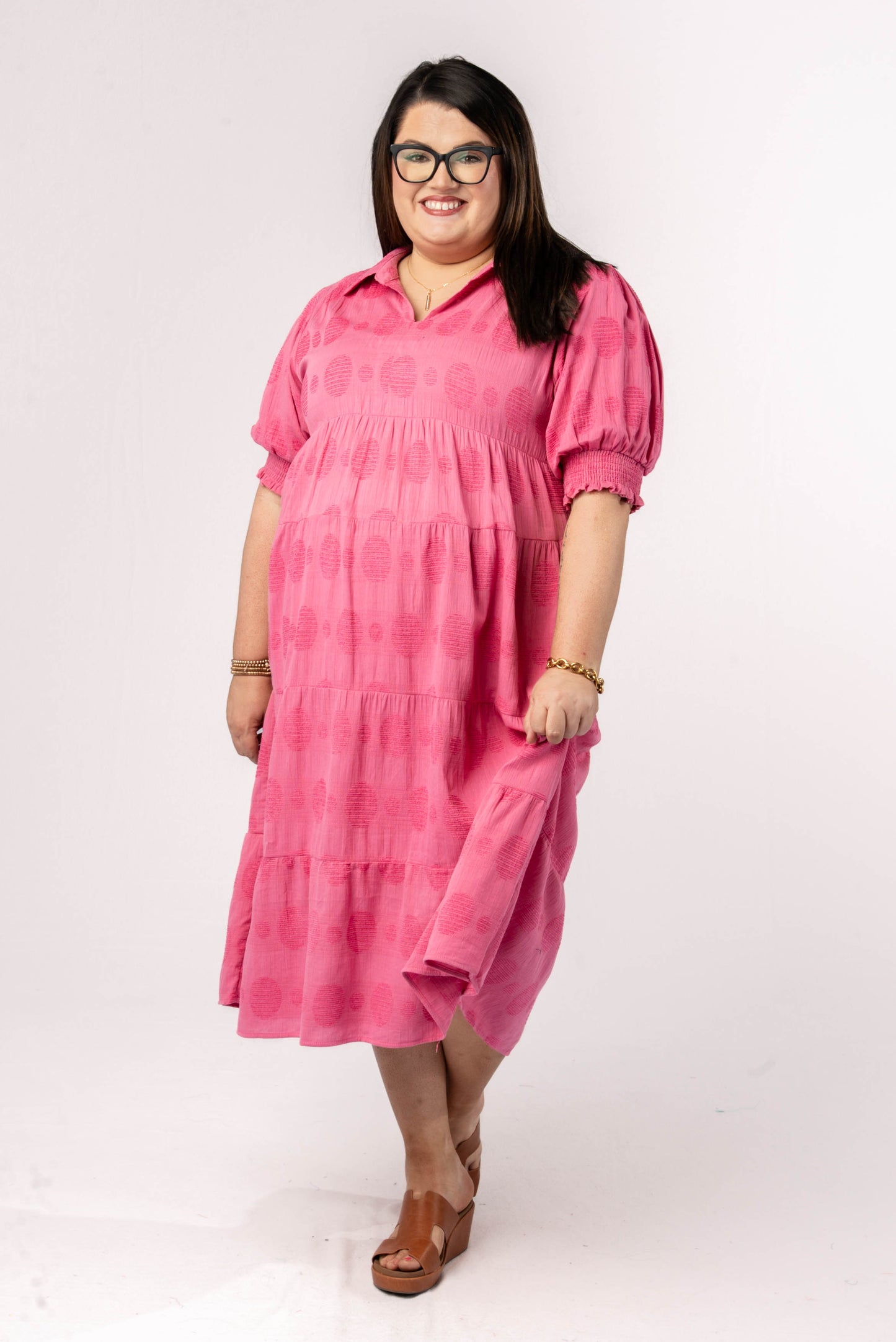 Swiss Dot Tiered Midi Dress