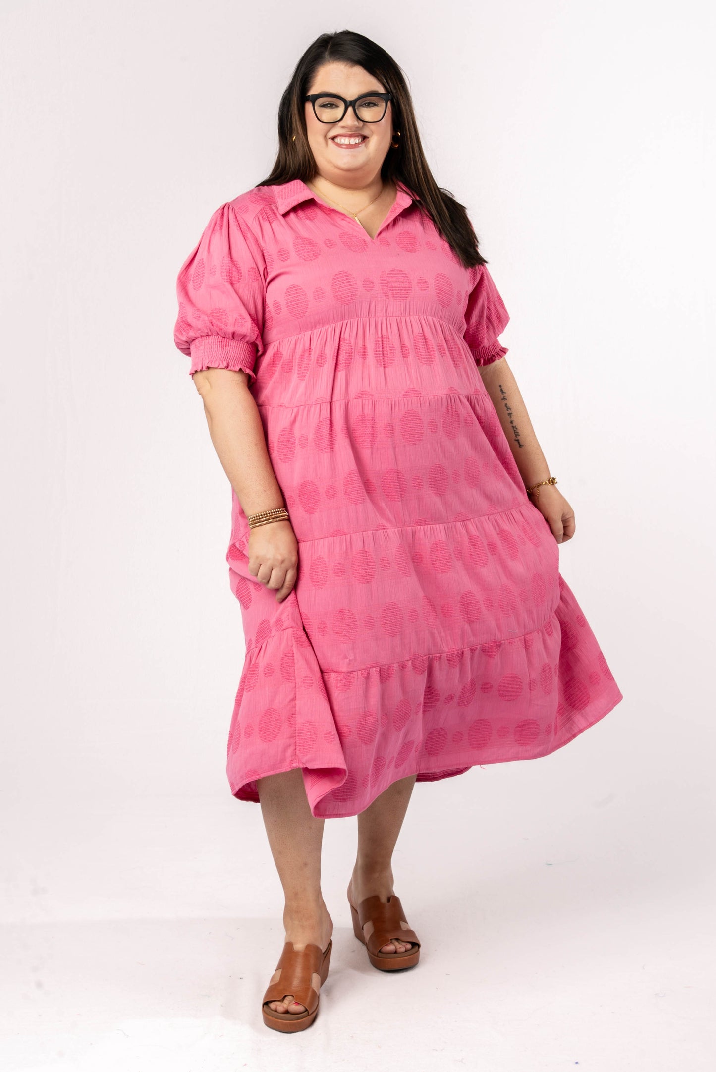 Swiss Dot Tiered Midi Dress