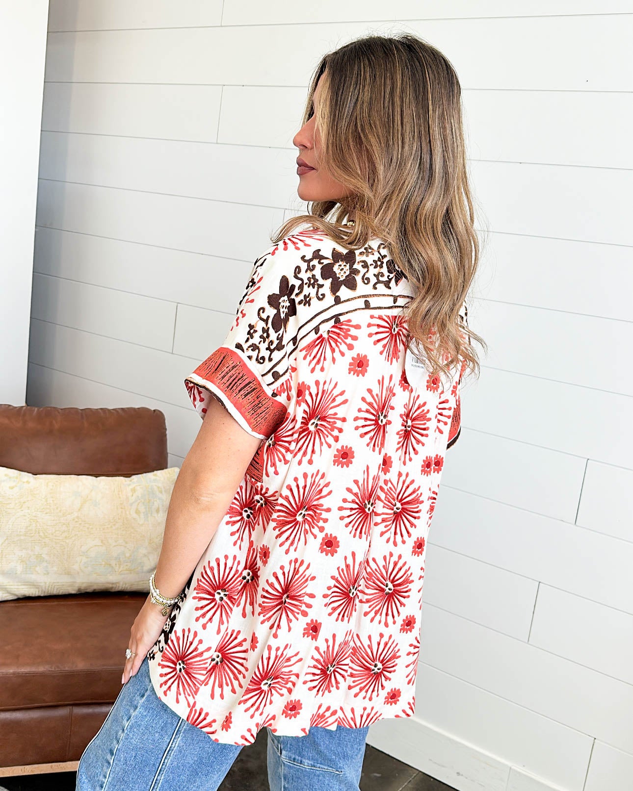 Abstract Border Print Kimono