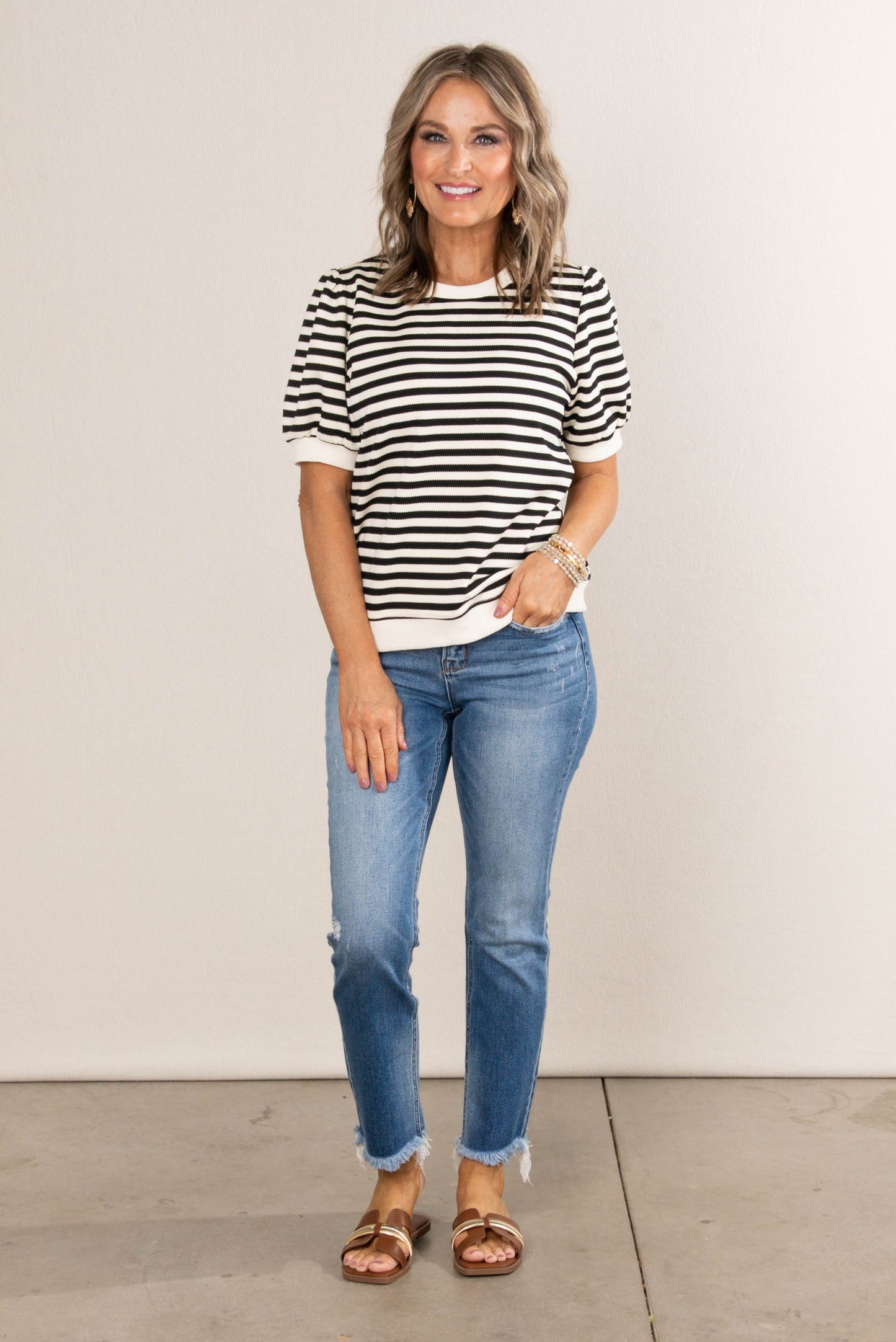 Striped Banded Hem Top