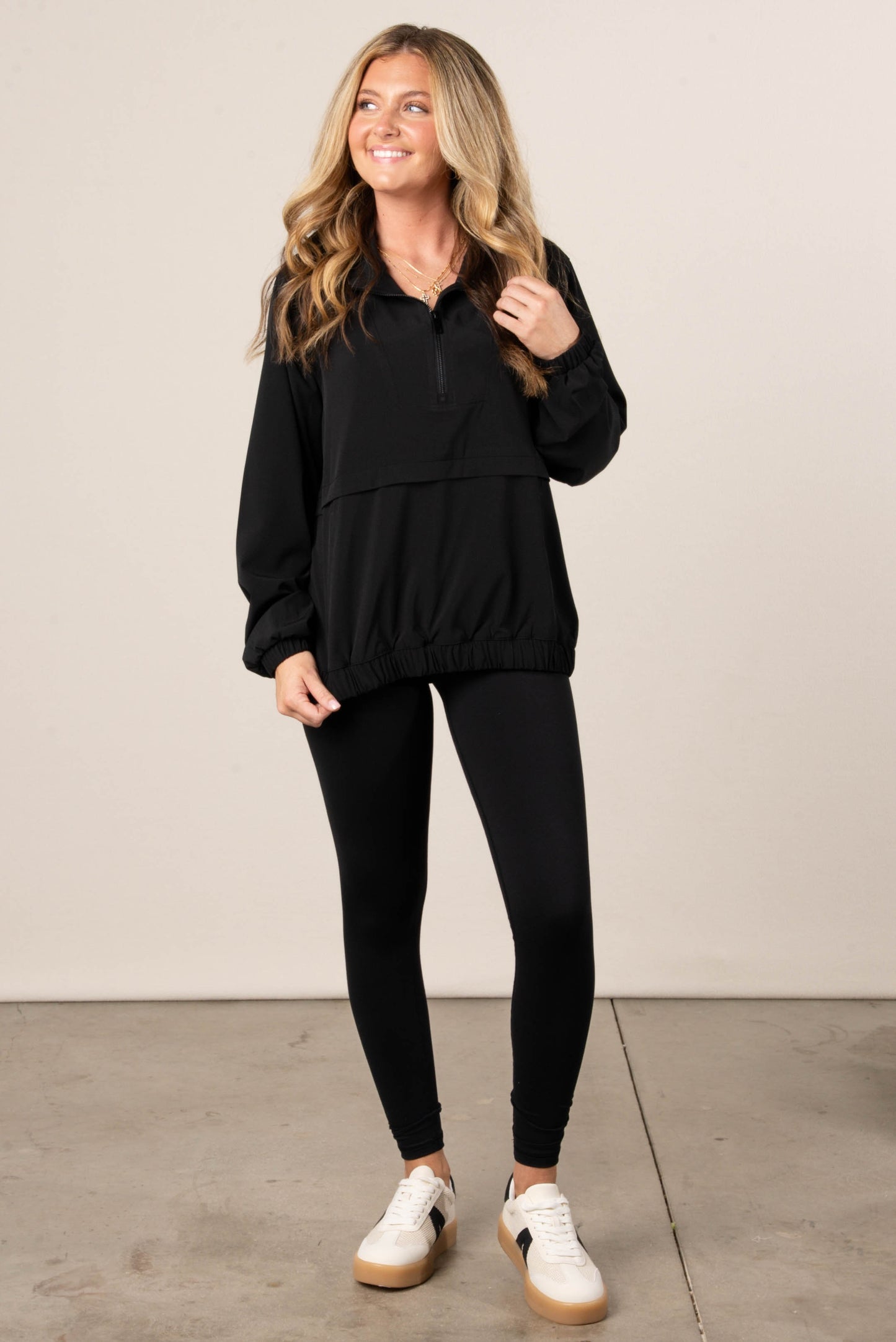 Textured Half Zip Athleisure Pullover