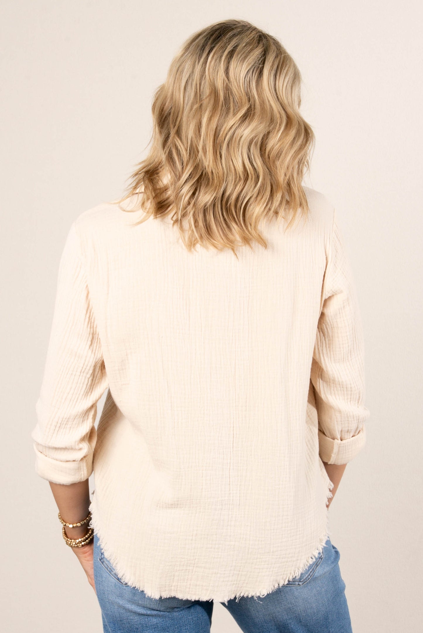 Gauze Knit Tab Sleeve Shirt *Final Sale*