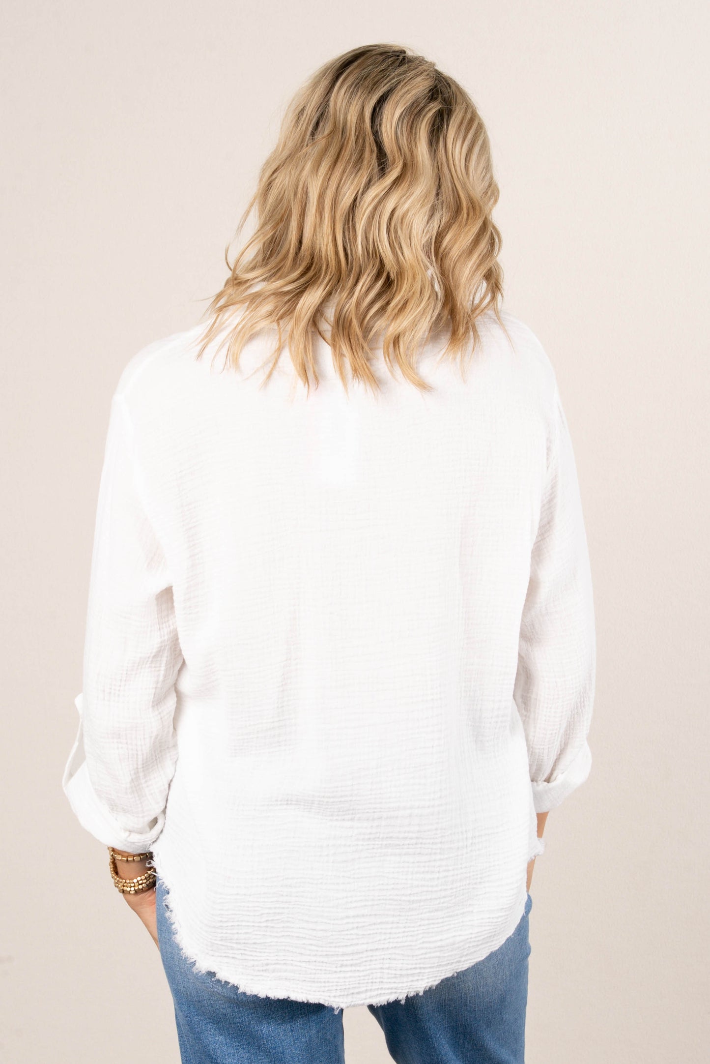 Gauze Knit Tab Sleeve Shirt *Final Sale*