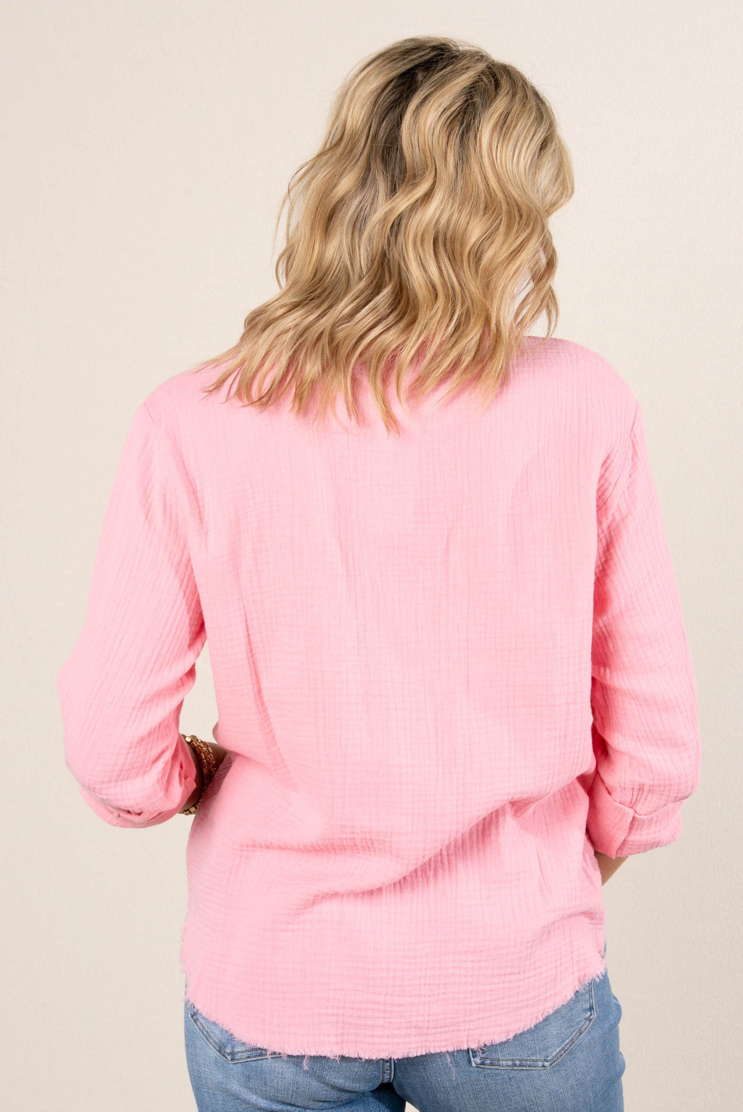 Gauze Knit Tab Sleeve Shirt *Final Sale*