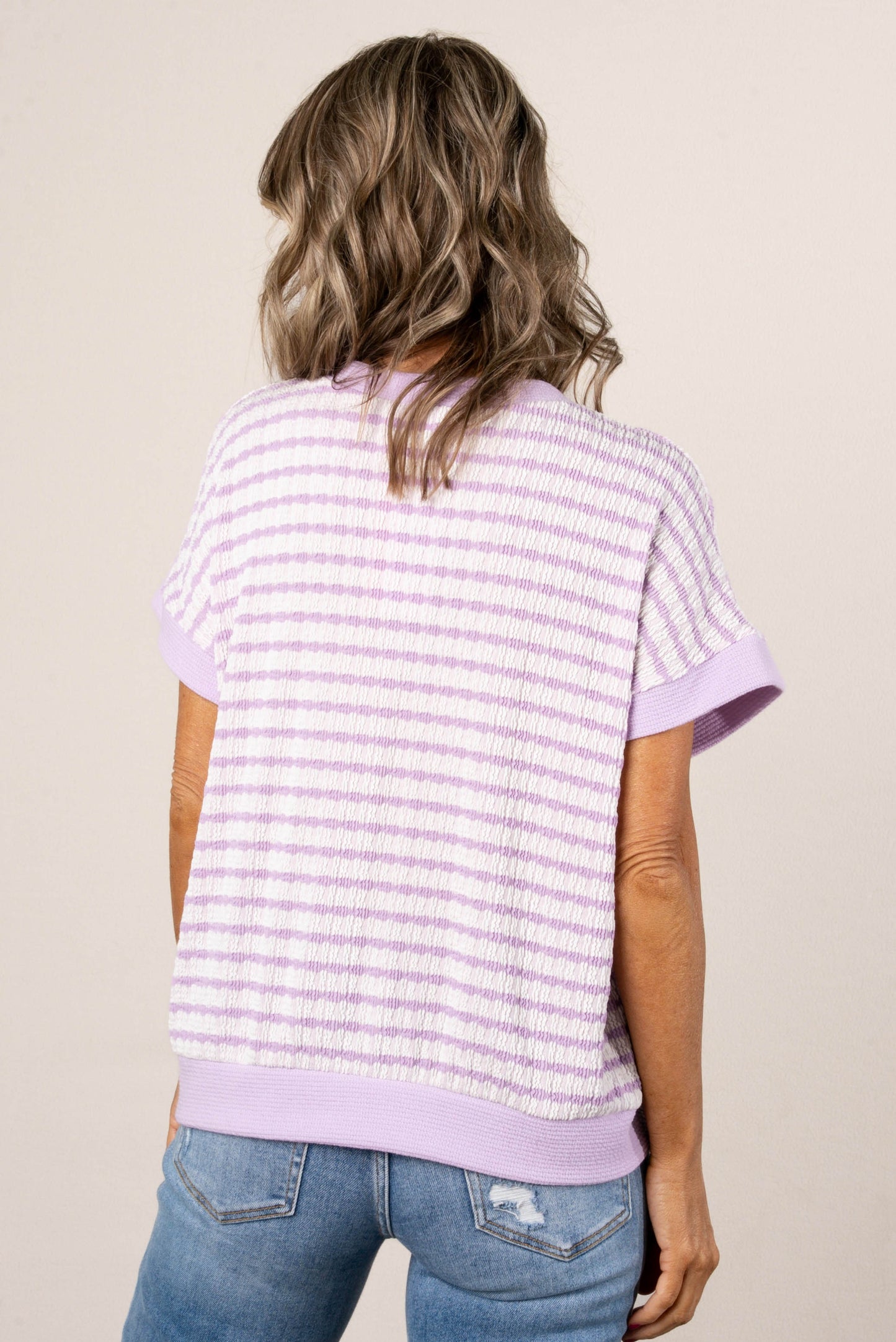 Textured Stripe Dolman Top