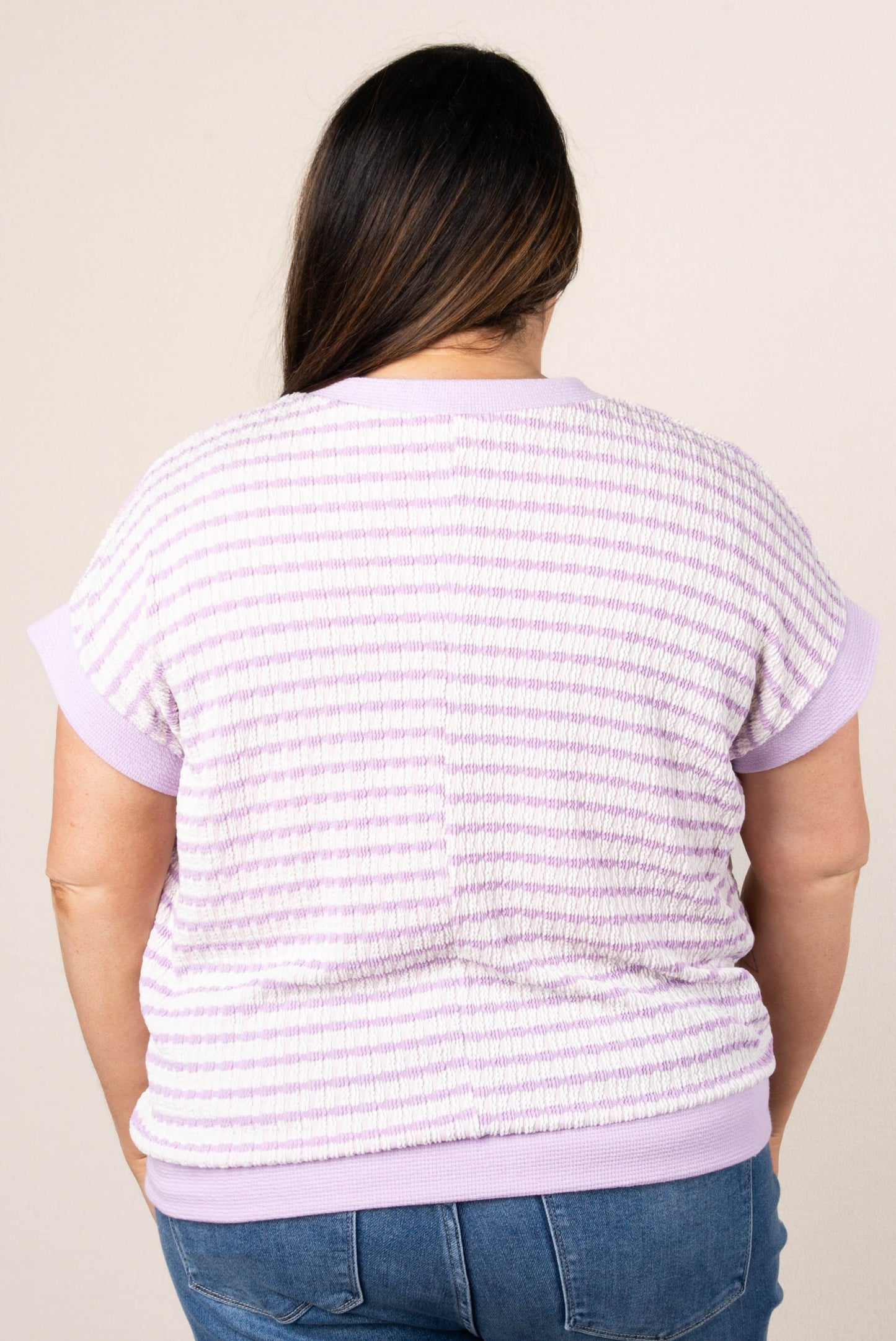 Textured Stripe Dolman Top