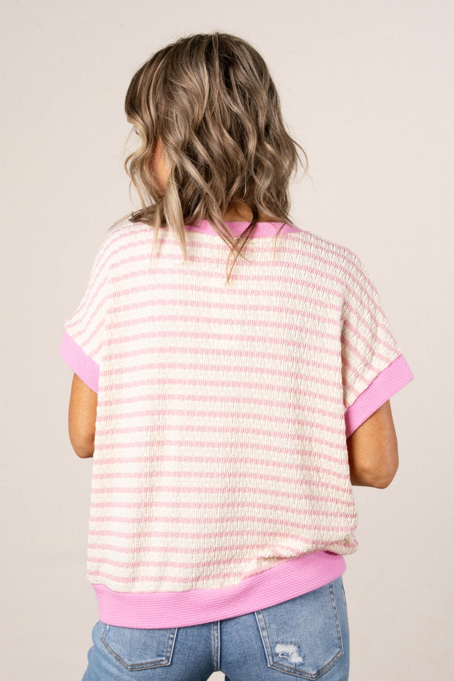 Textured Stripe Dolman Top