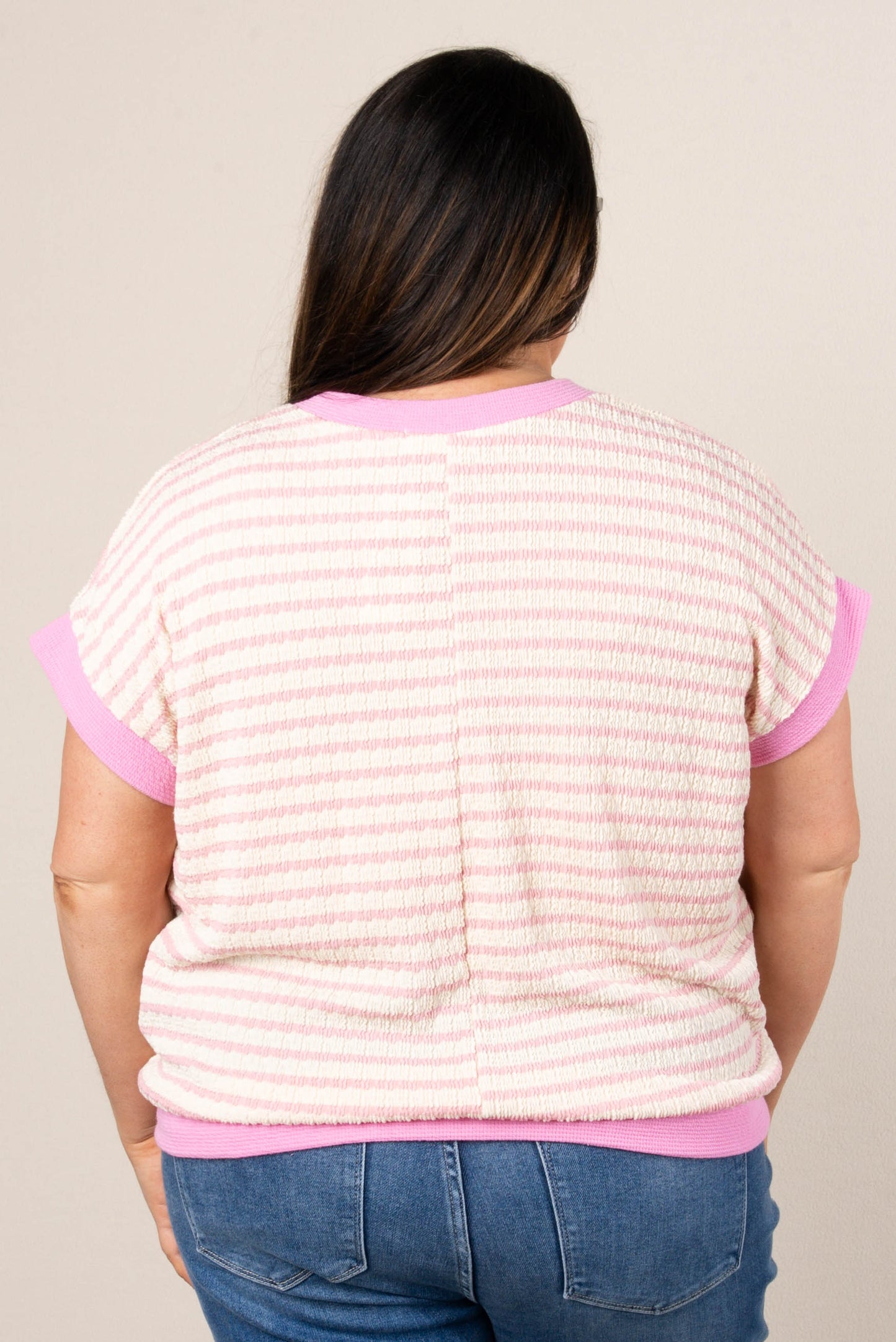 Textured Stripe Dolman Top