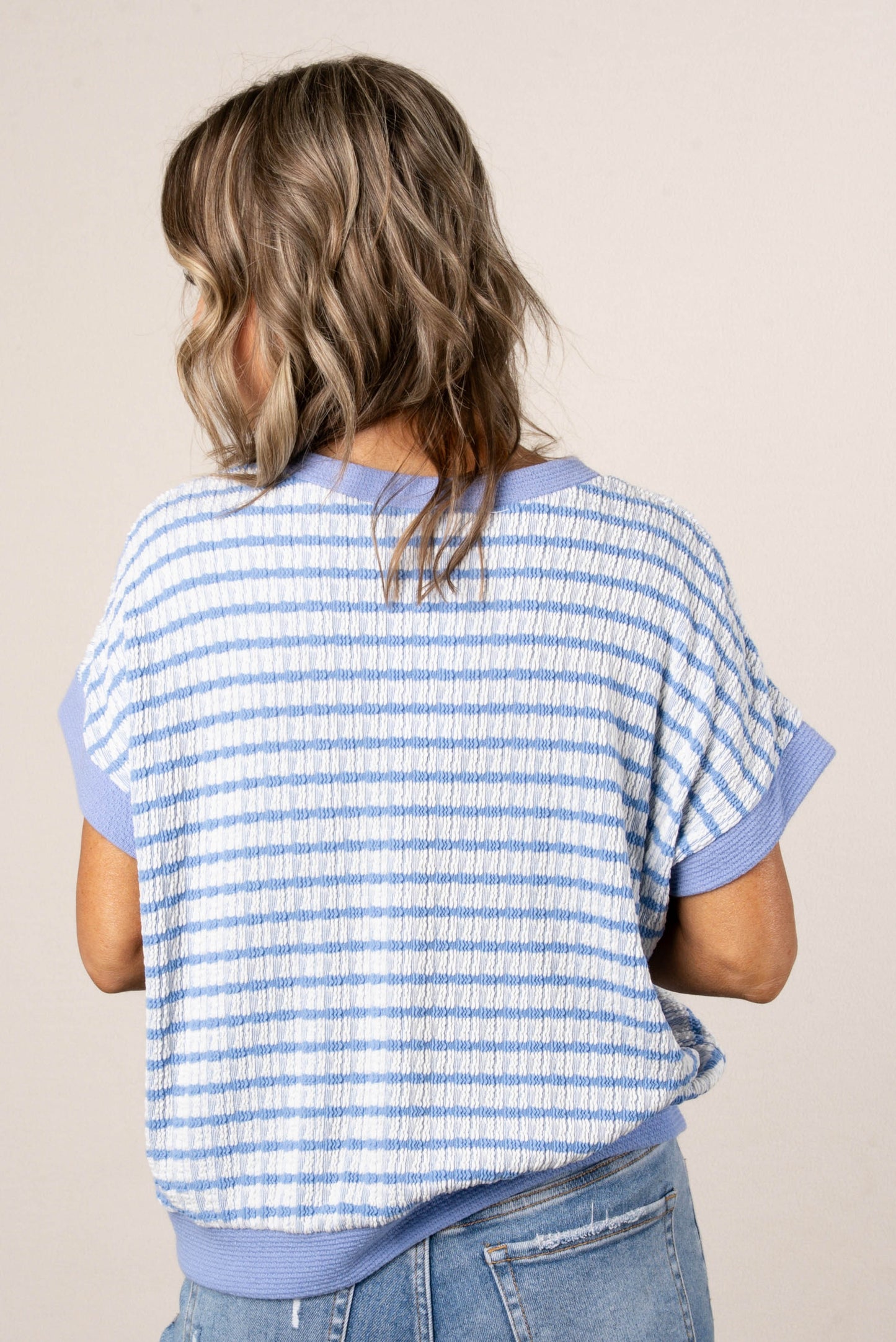 Textured Stripe Dolman Top