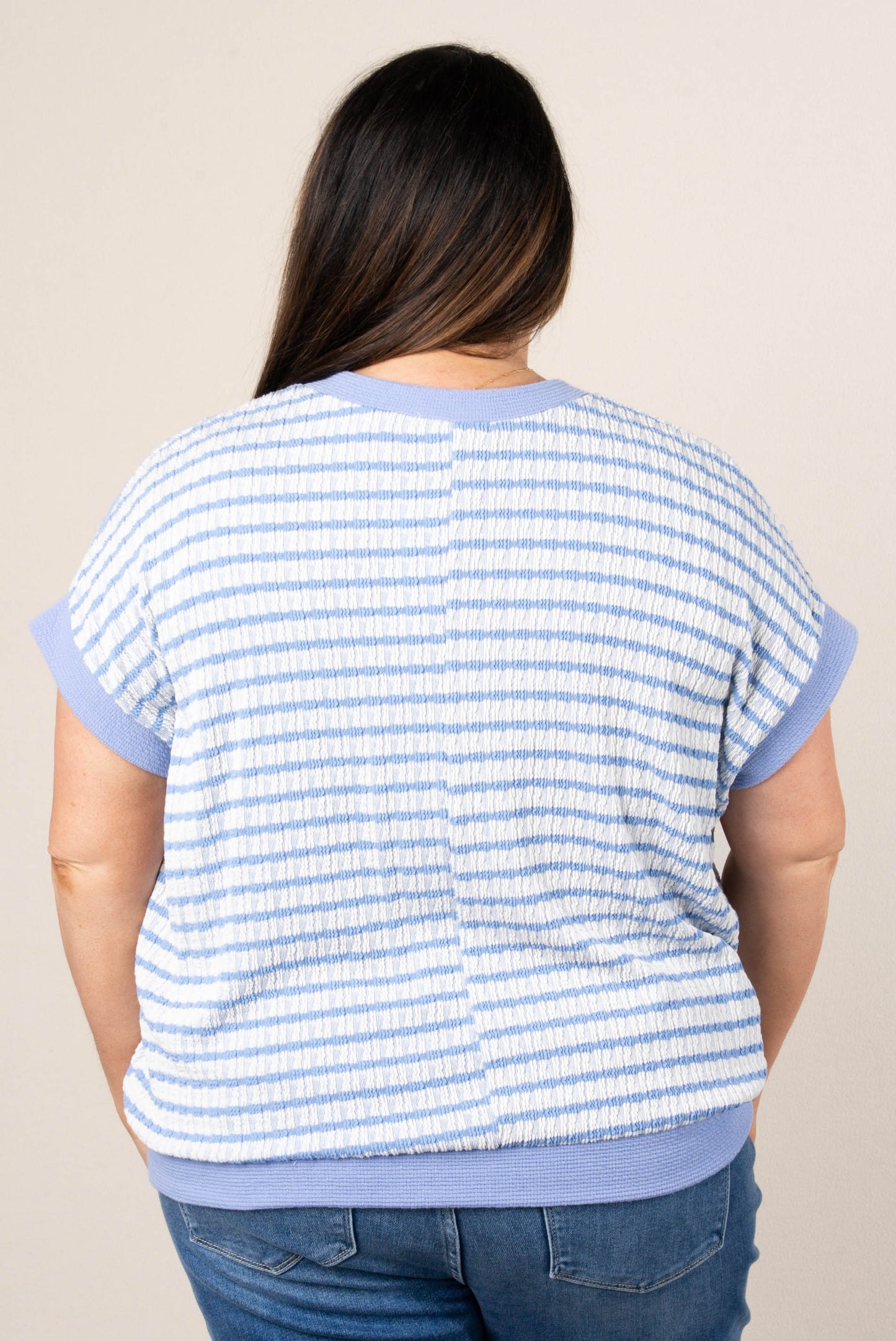 Textured Stripe Dolman Top