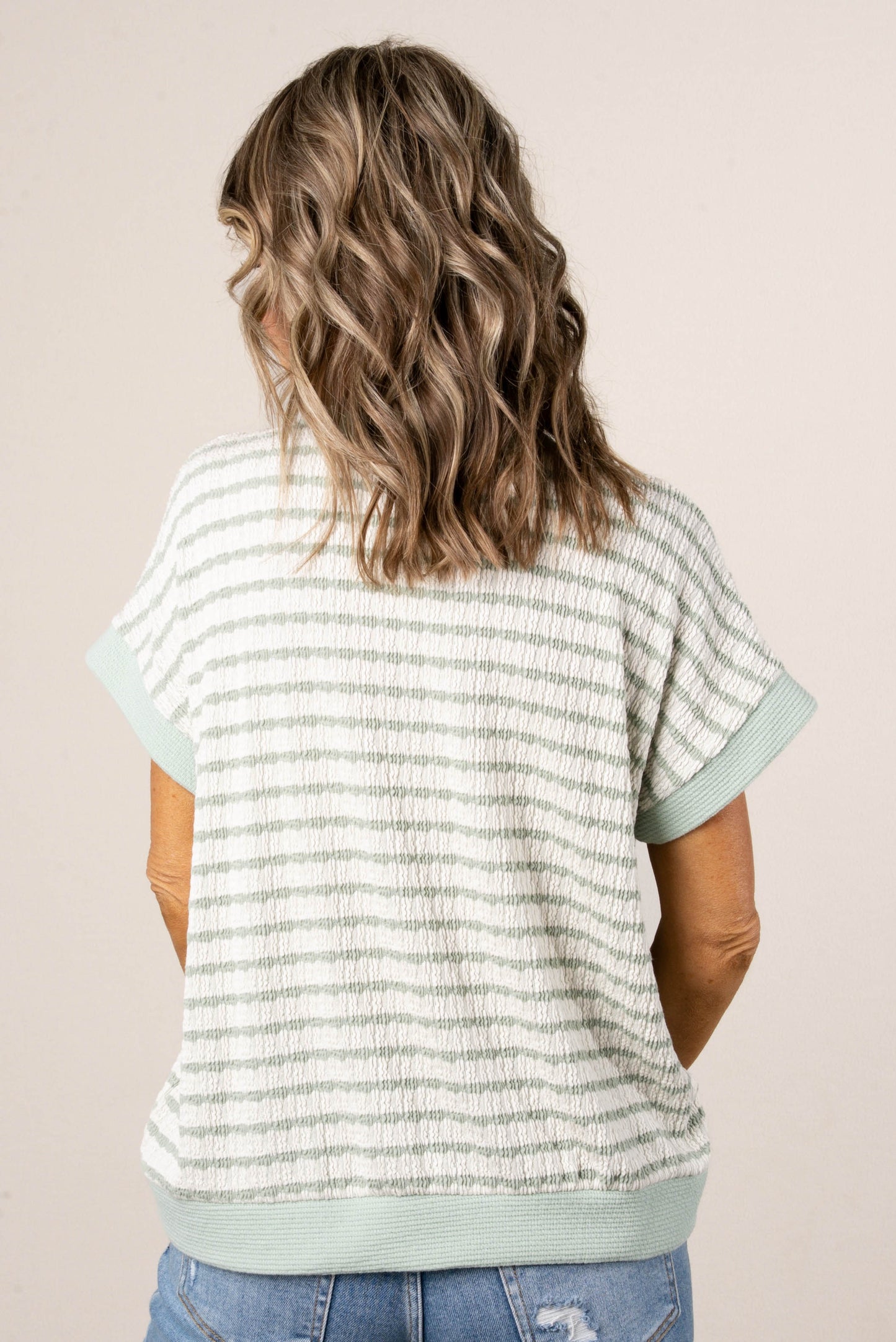 Textured Stripe Dolman Top