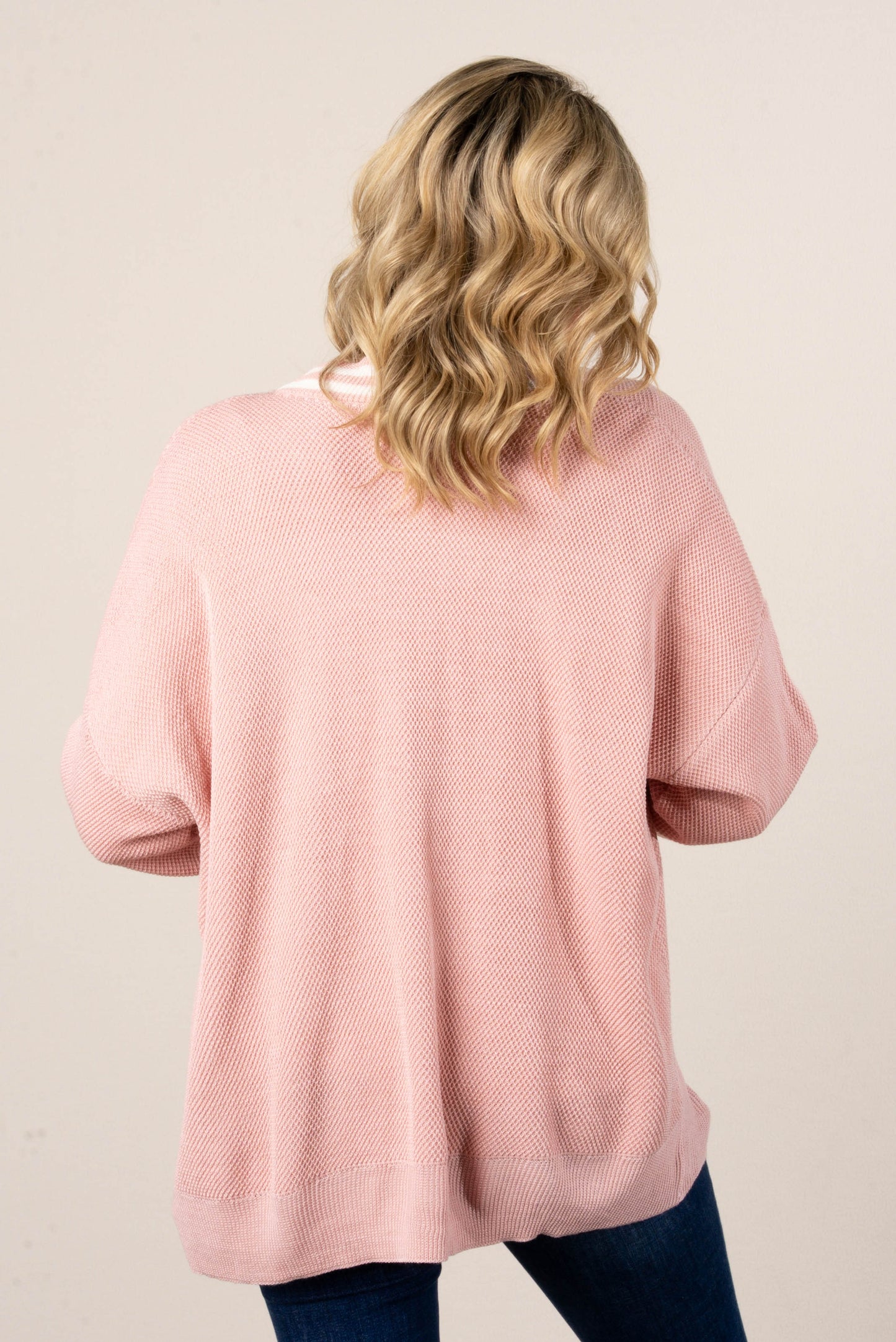Textured Varsity Striped Button Up Cardigan