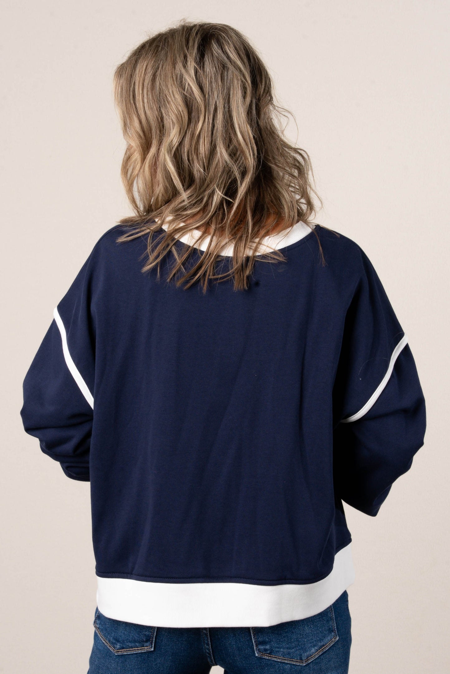 Contrast Trim Drop Shoulder Pullover