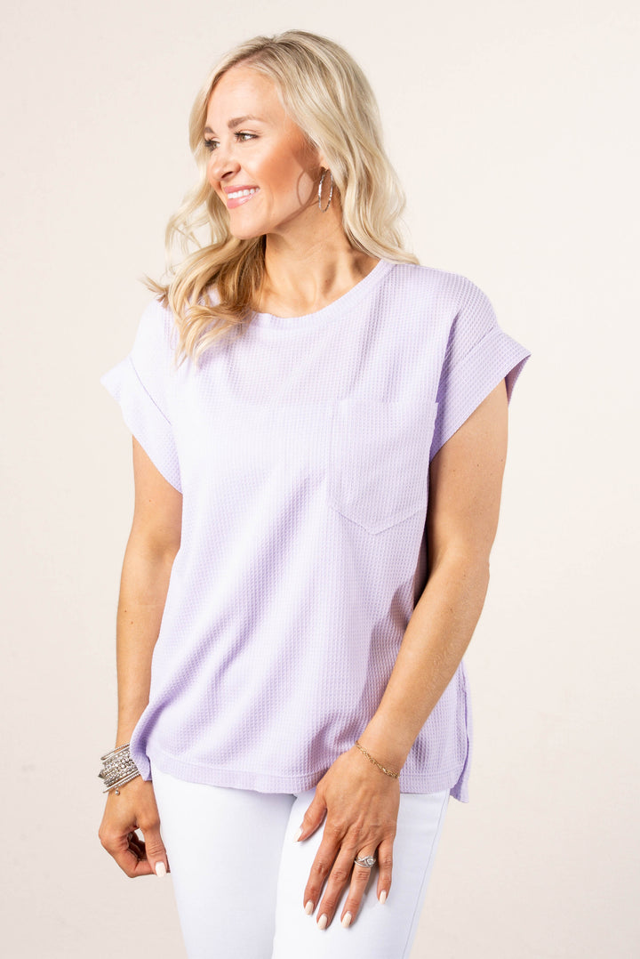 Waffle Knit Cuffed Sleeve Top *Final Sale*