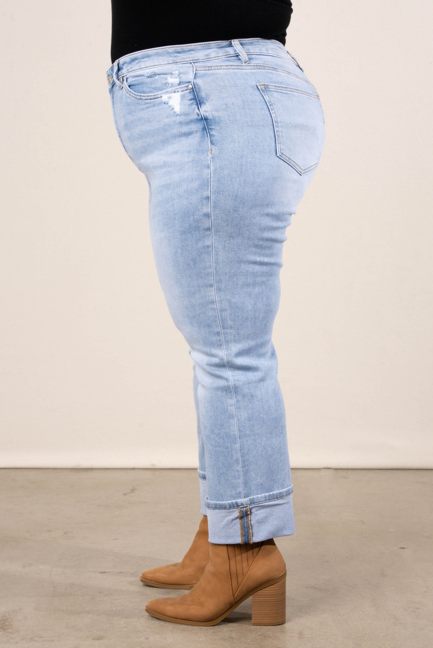 Mica Denim | Linda Mid Rise Cuffed Crop Straight Leg Jeans