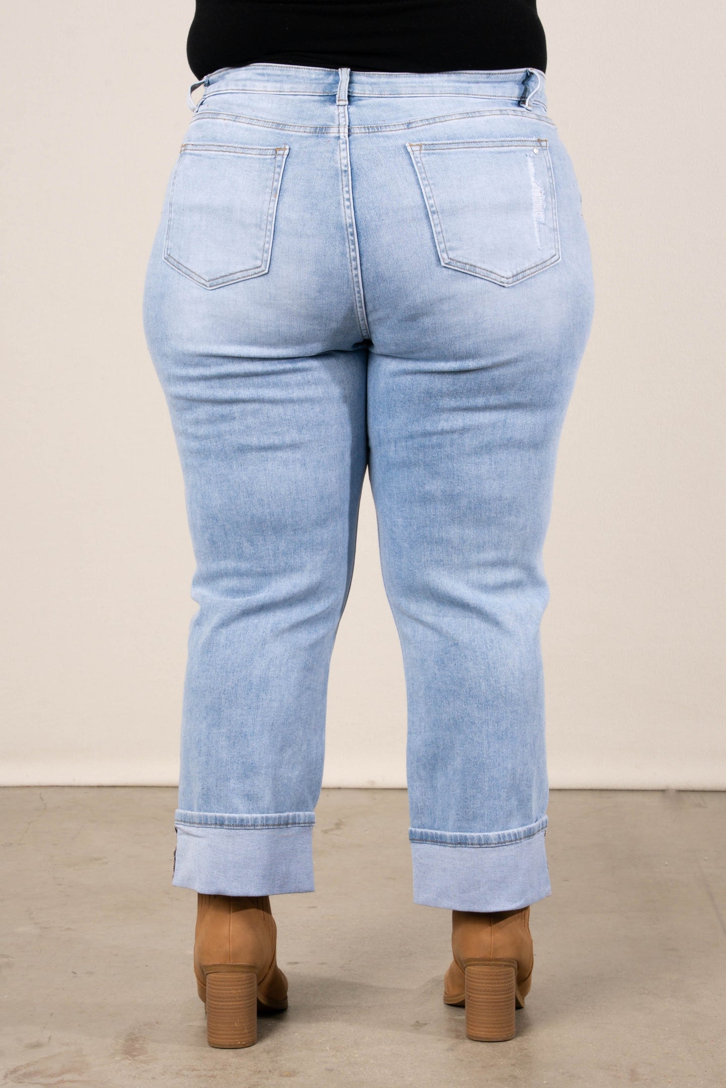 Mica Denim | Linda Mid Rise Cuffed Crop Straight Leg Jeans
