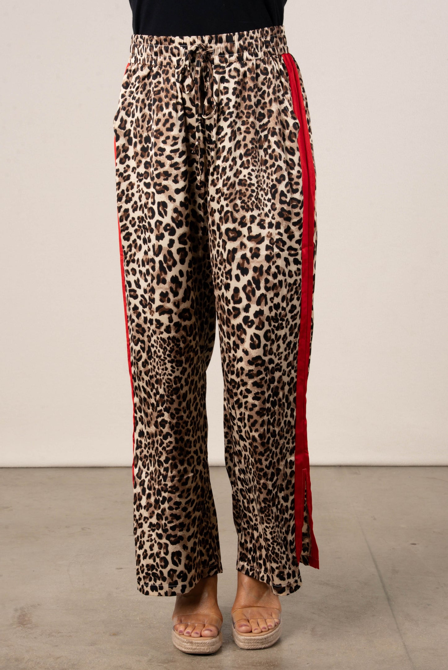 Leopard Print Drawstring Pants