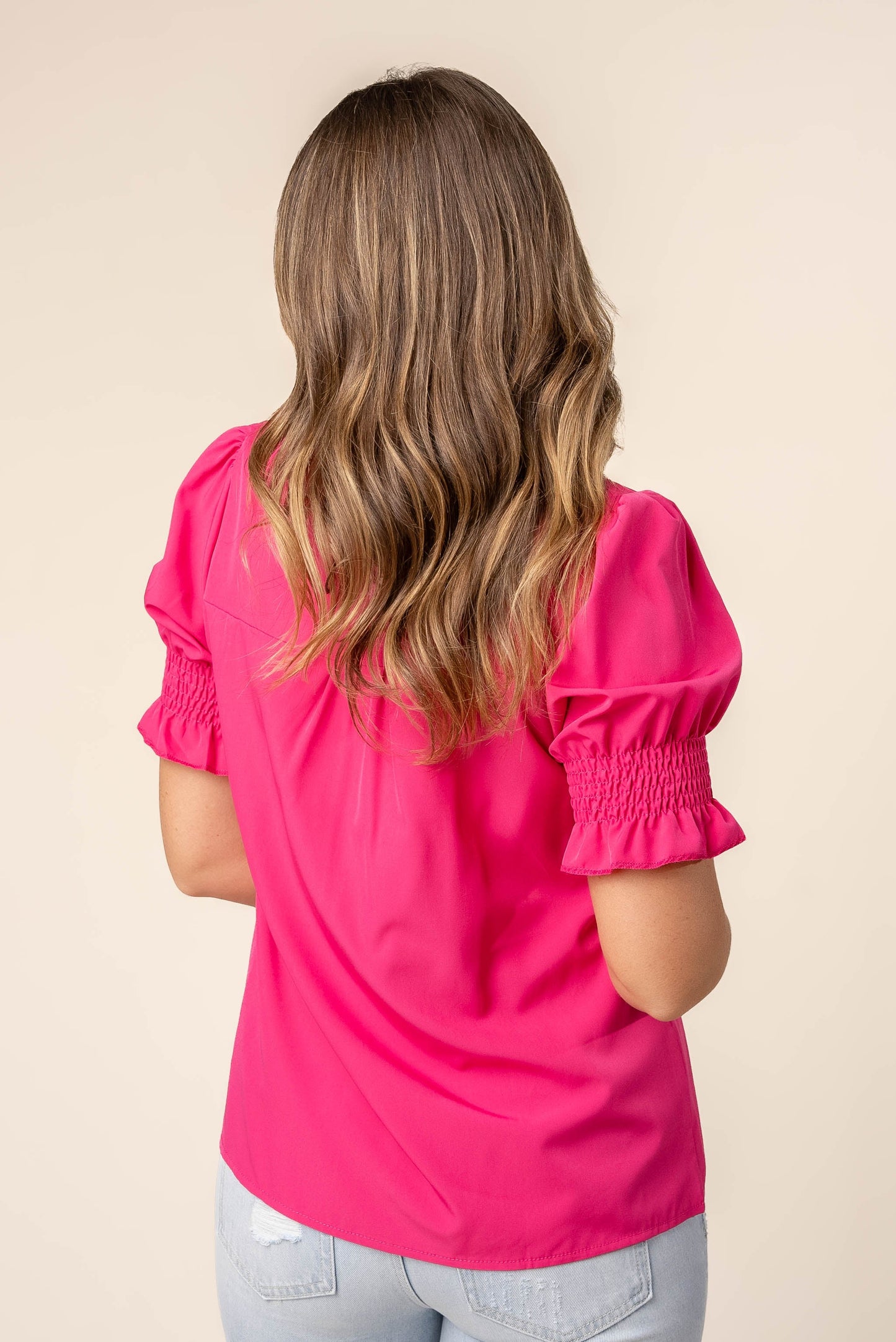 Pleat Front Smocked Sleeve Blouse *Final Sale*