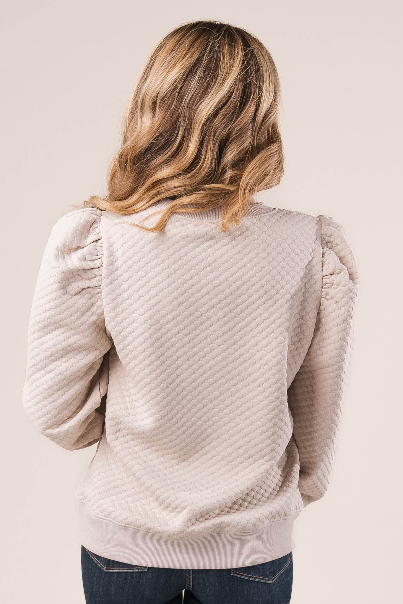 Embossed Pleated Shoulder Top