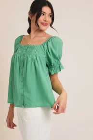 Pintuck Square Neck Top *Final Sale*