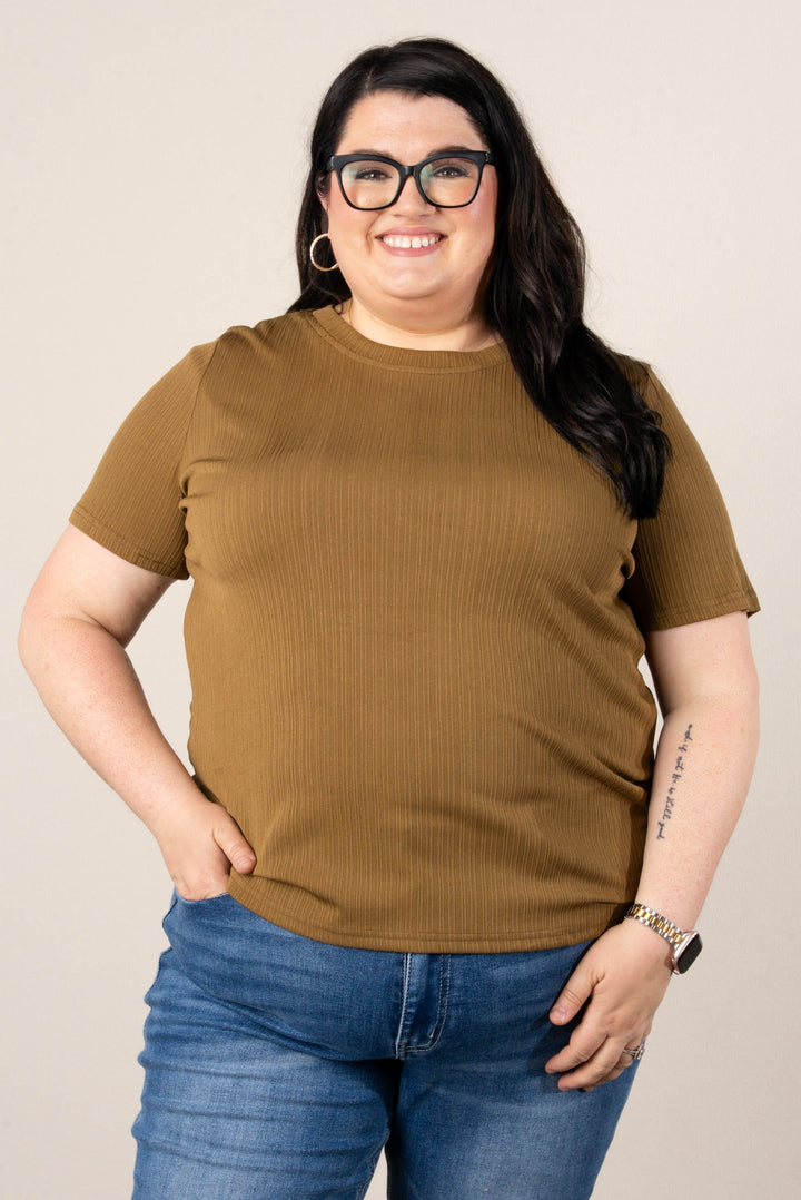 Ribbed Round Neck Top