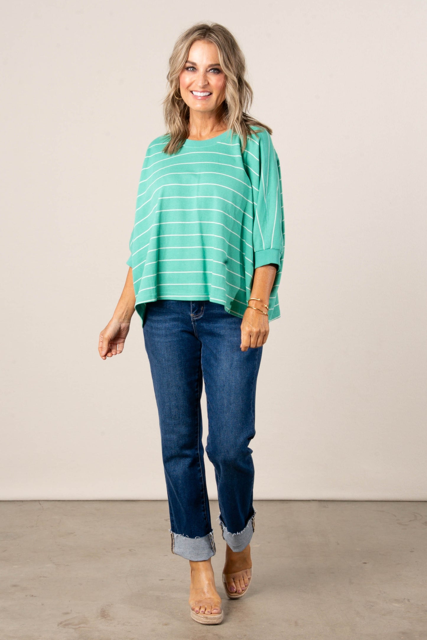 Jersey Knit Striped Dolman Top