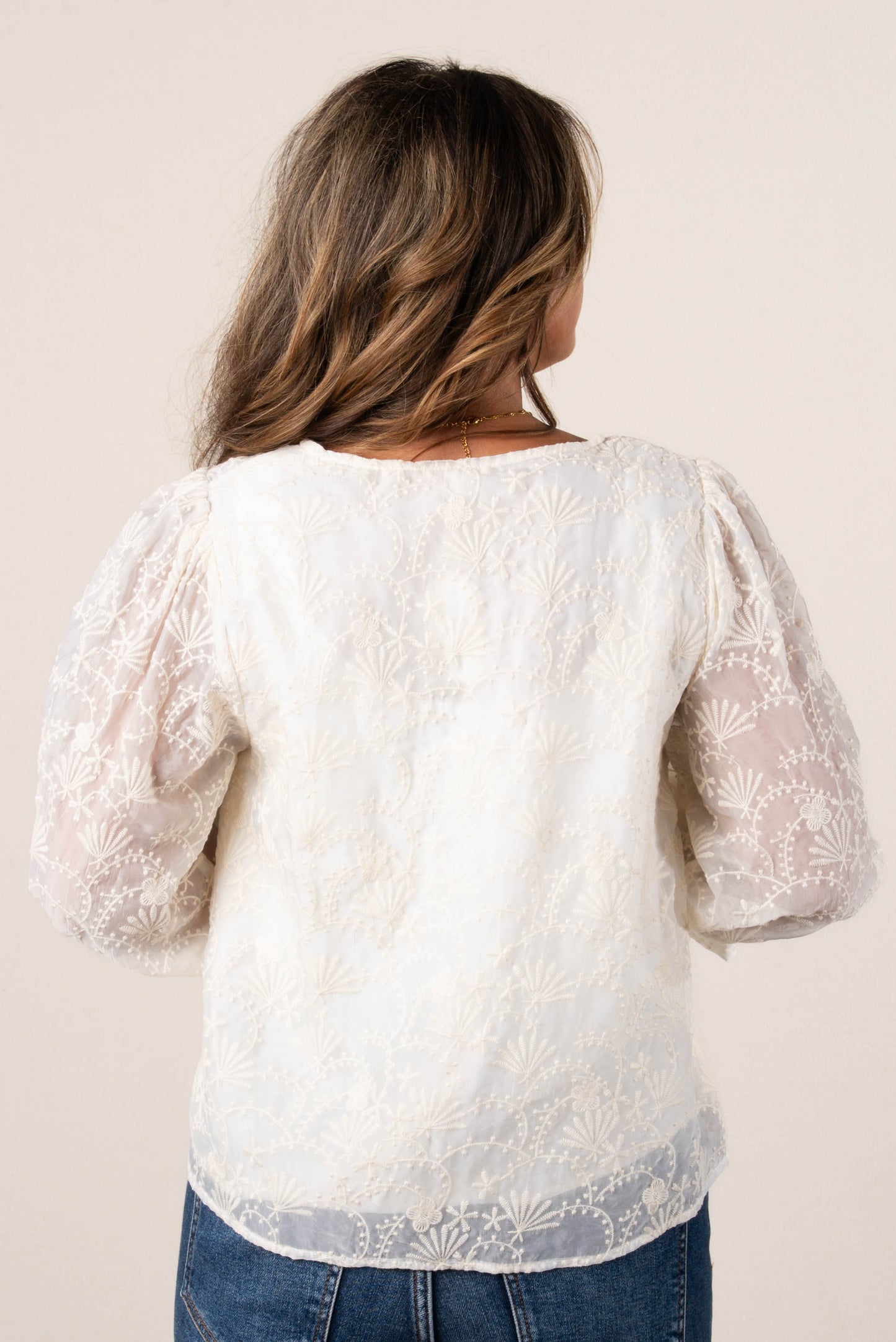 Lace Overlay Bow Front Blouse