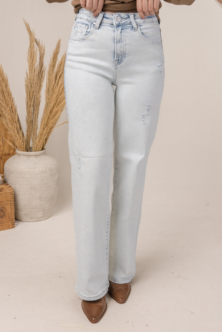Risen Denim | Julia High Rise Acid Washed Wide Leg Jeans