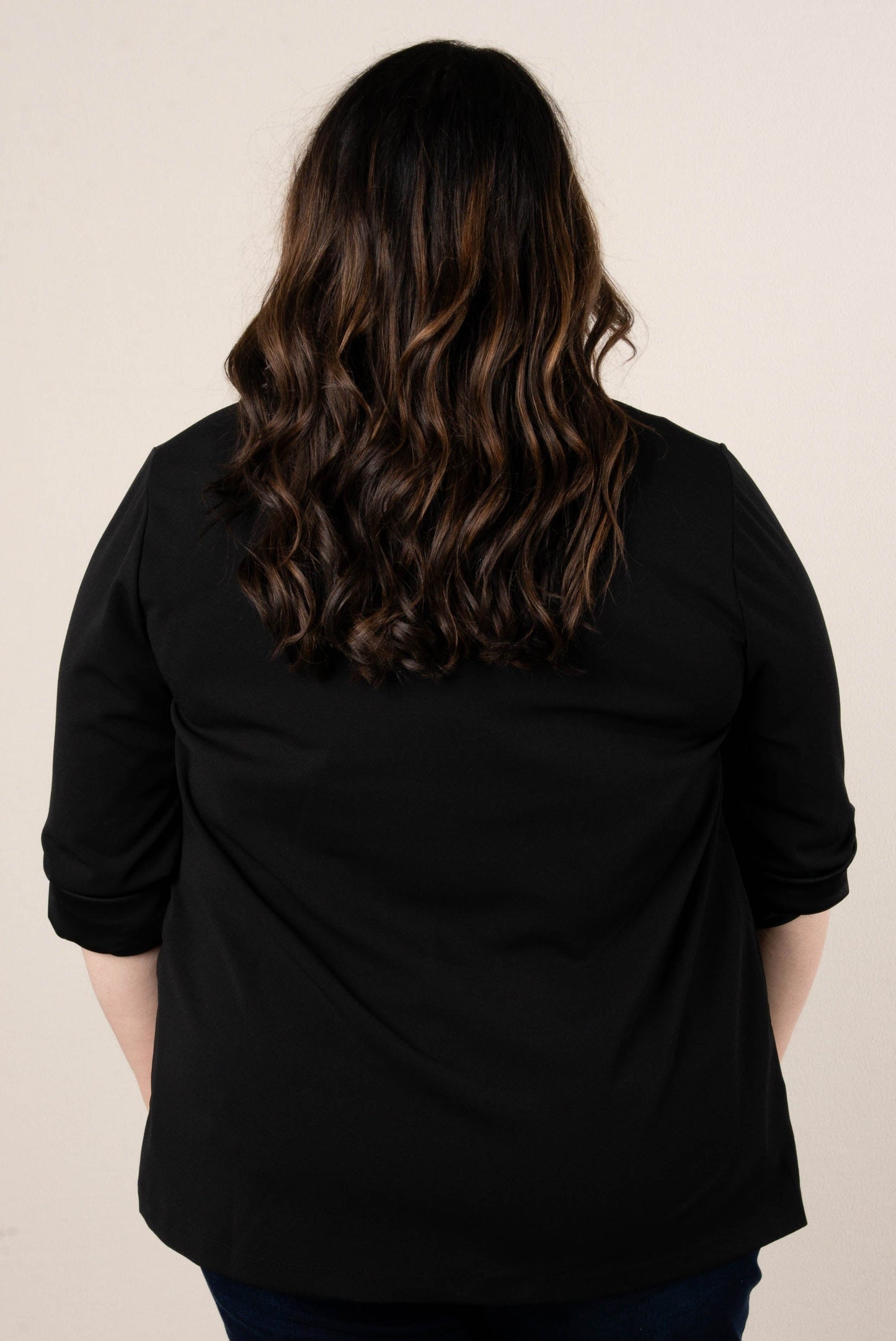Open Front Tab Sleeve Blazer