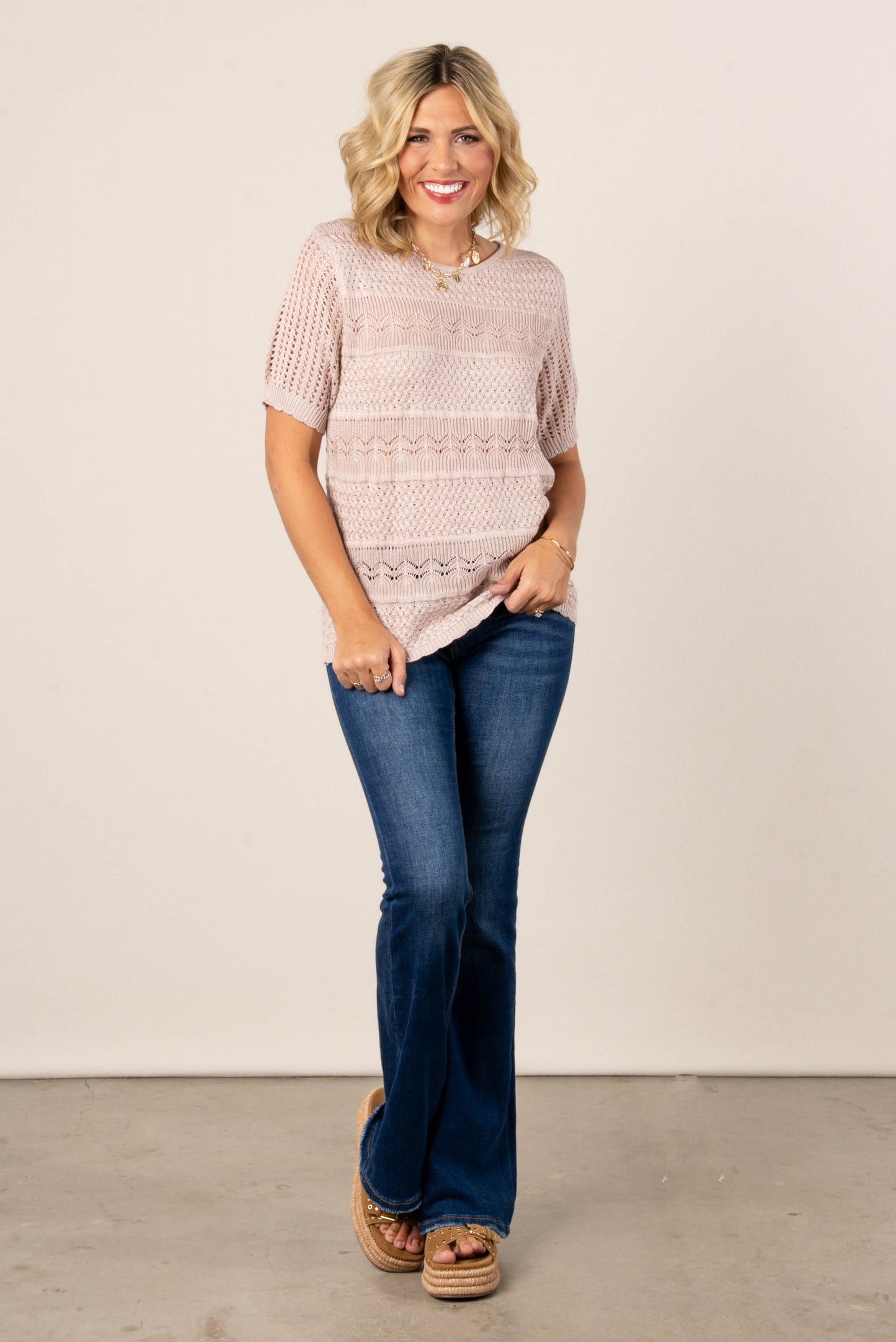 Georgia Mae Lightweight Mixed Knit Sweater