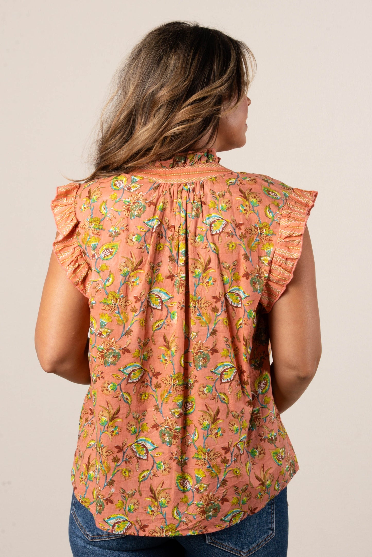 Floral Ruffle Detail Blouse