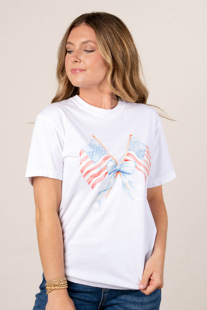 American Flags + Bow Graphic Tee *Final Sale*