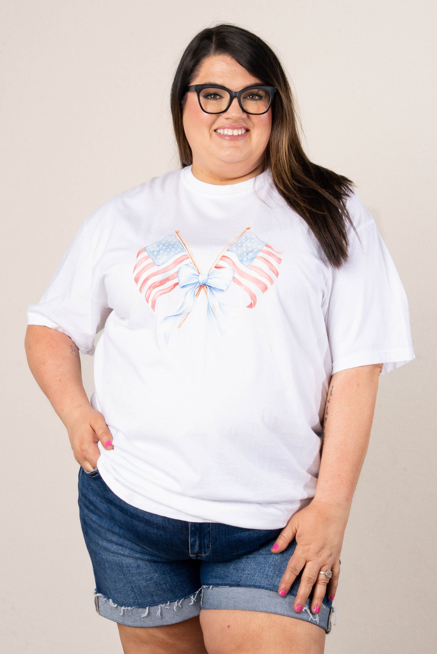 American Flags + Bow Graphic Tee *Final Sale*