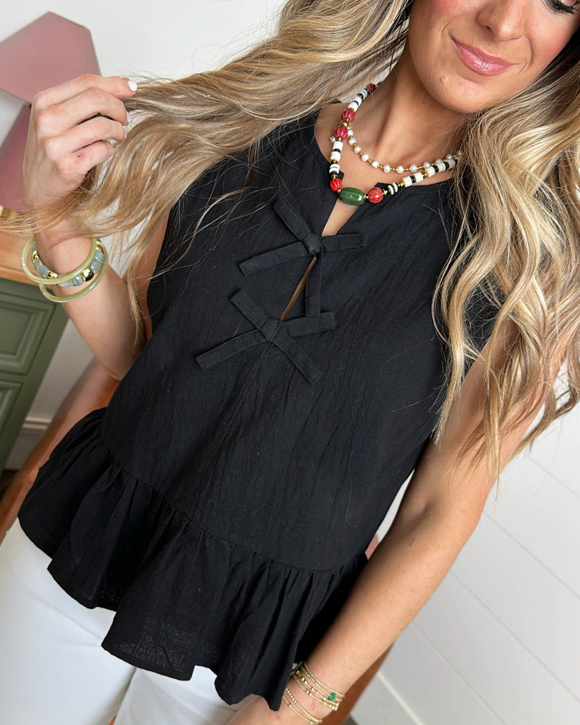Bow Front Peplum Tank Top